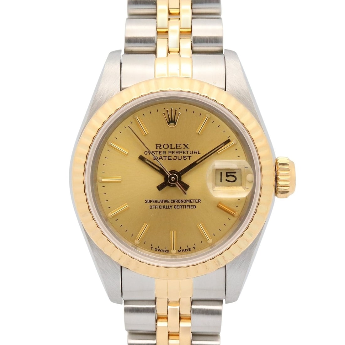 Rolex Datejust 97 Series Wristwatch, 18K (Yellow Gold) Stainless Steel, Ladies', Gold Tone,: --- Catalog ---Category: SizeWrist Size: 16cm / 6.29''Case Diameter: 26mm / 1.02''Category: DesignType: WristwatchGender: WomenColor (Dial): Champagne, GoldMaterial (Band): Stainless steel, Yellow gol