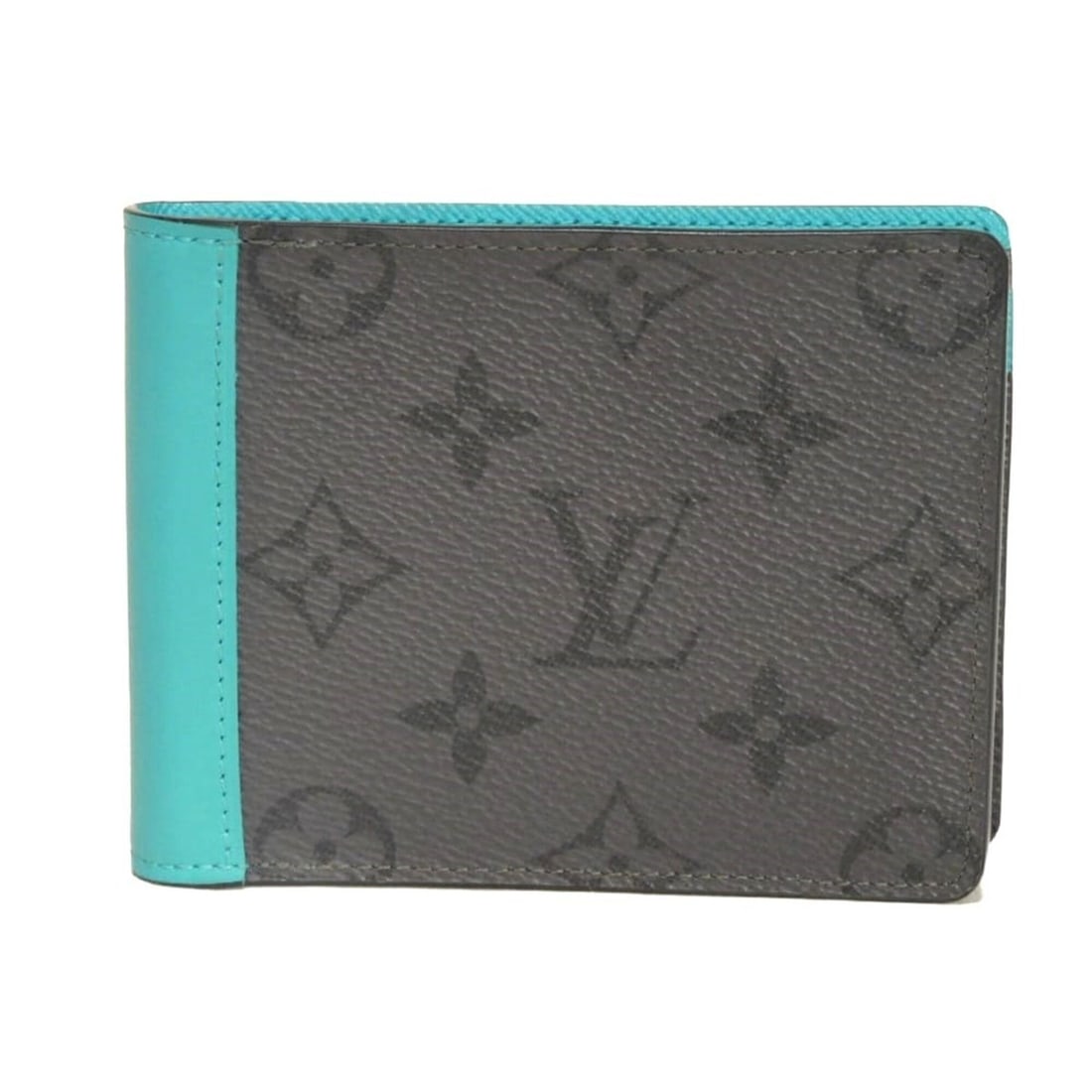 Louis Vuitton LOUIS VUITTON Bi-fold wallet Portefeuille Multiple Grey Blue RFID IC Monogram Eclipse (1 of 14)