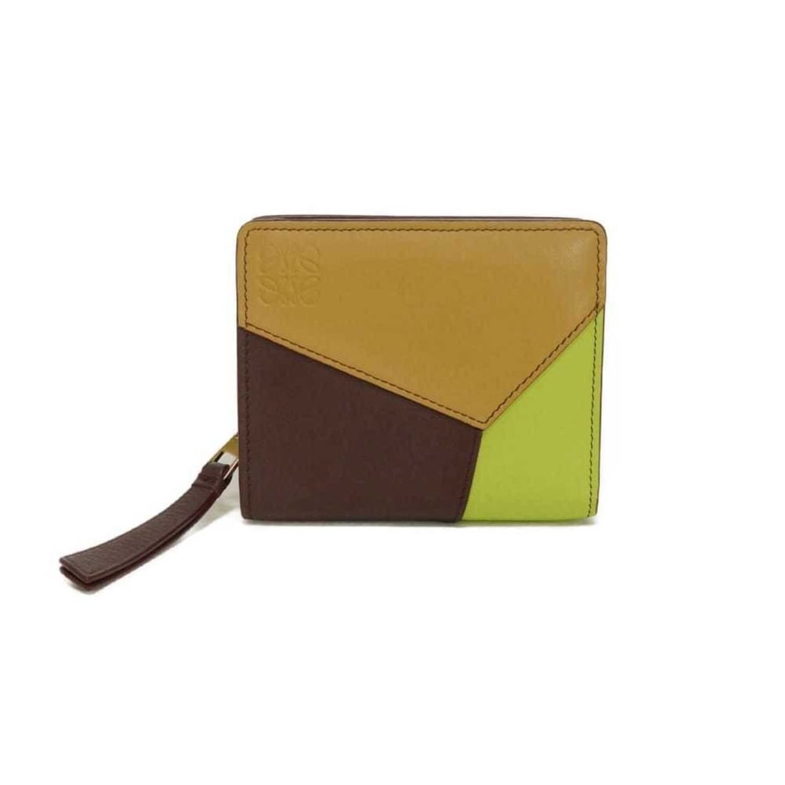 Loewe Puzzle Compact Zip Wallet, Burgundy & Lime Green Trio Color, Anagram, Sahara, C510Z41X01, (1 of 20)