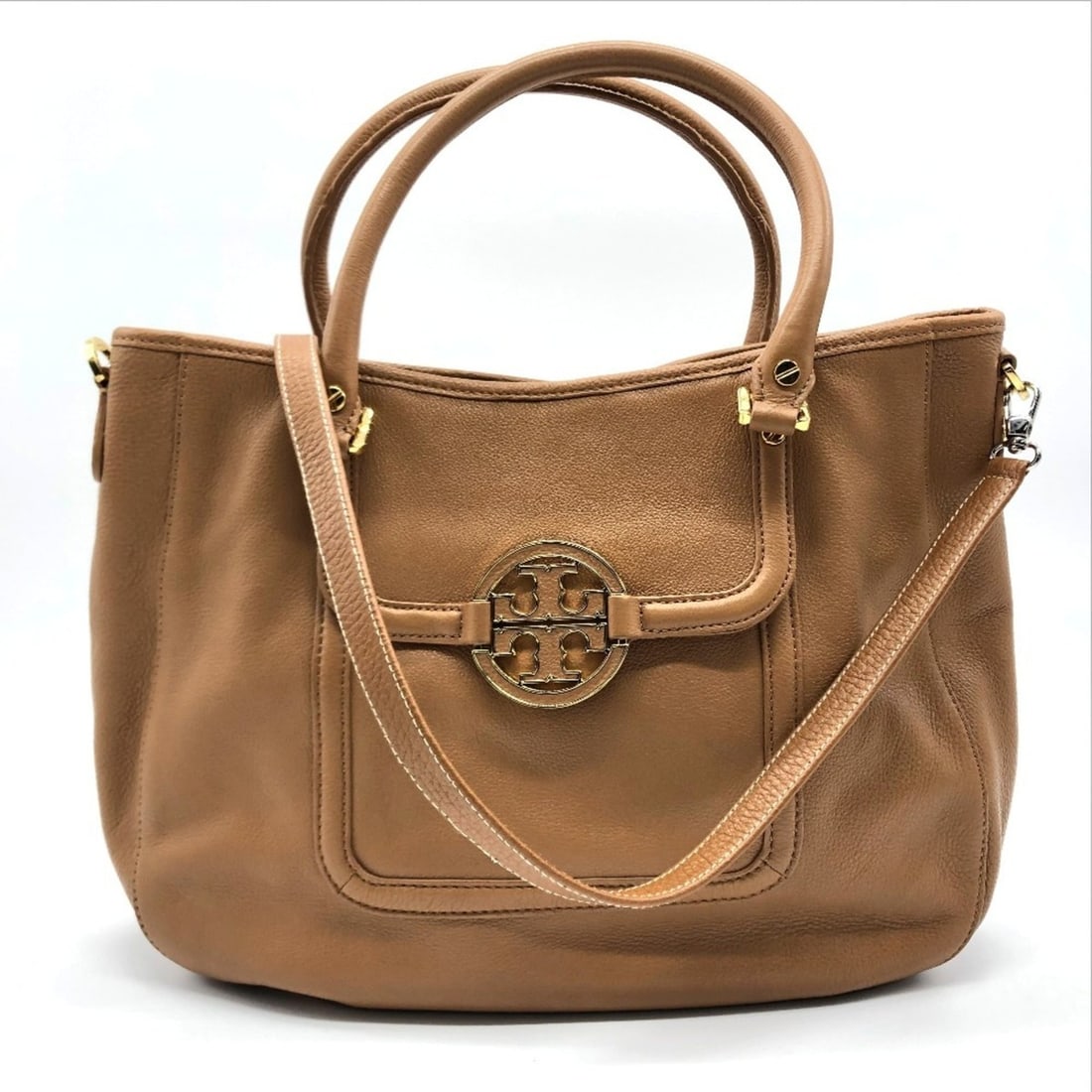 Tory Burch Amanda Handbag, Shoulder Bag, 2-Way Tote Leather, Women's, Camel Brown: --- Catalog ---Category: SizeSize (HxWxD): 28cm x 34cm x 10.5cm / 11.02'' x 13.38'' x 4.13''Category: DesignType: Handbag, Shoulder bag, Tote bagColor: Brown, CamelGender: WomenClosure: