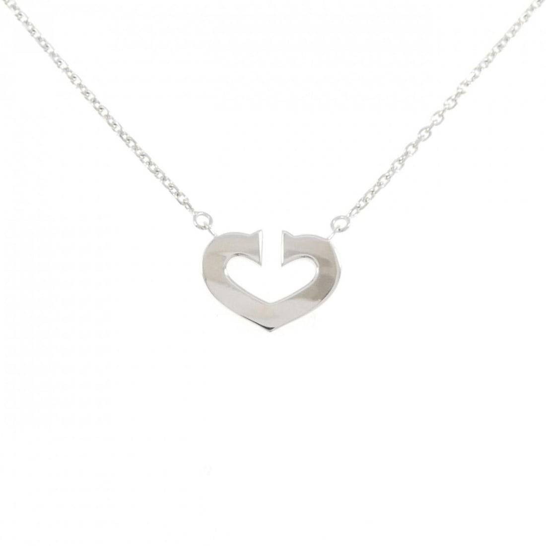 Cartier C Heart Necklace: --- Catalog ---Category: SizePendant Size: 12.4mm x 16.6mm / 0.48'' x 0.65''Neck Circumference: 40 cm / 15.74''Category: DesignColor: White goldGender: WomenMaterial: White gold (18K)Pendant Type: