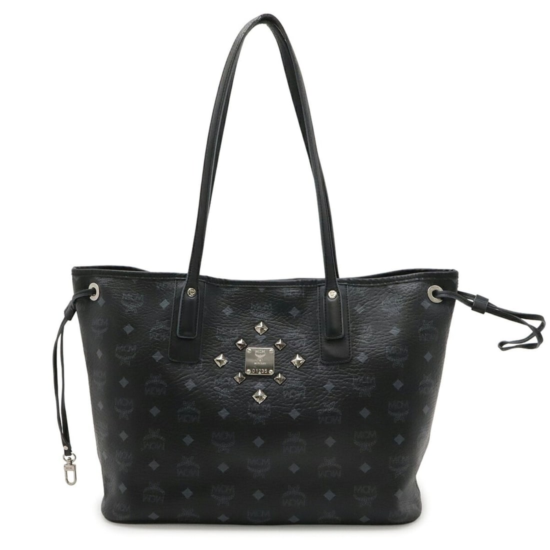 MCM x LOVELESS Collaboration Visetos Glam Studded Tote Bag Shoulder Leather Black: --- Catalog ---Category: SizeSize (HxWxD): 29cm x 35cm x 16cm / 11.41'' x 13.77'' x 6.29''Category: DesignType: Shoulder bag, Tote bagColor: Black, GrayGender: WomenMaterial: PVC , Leather Hardware