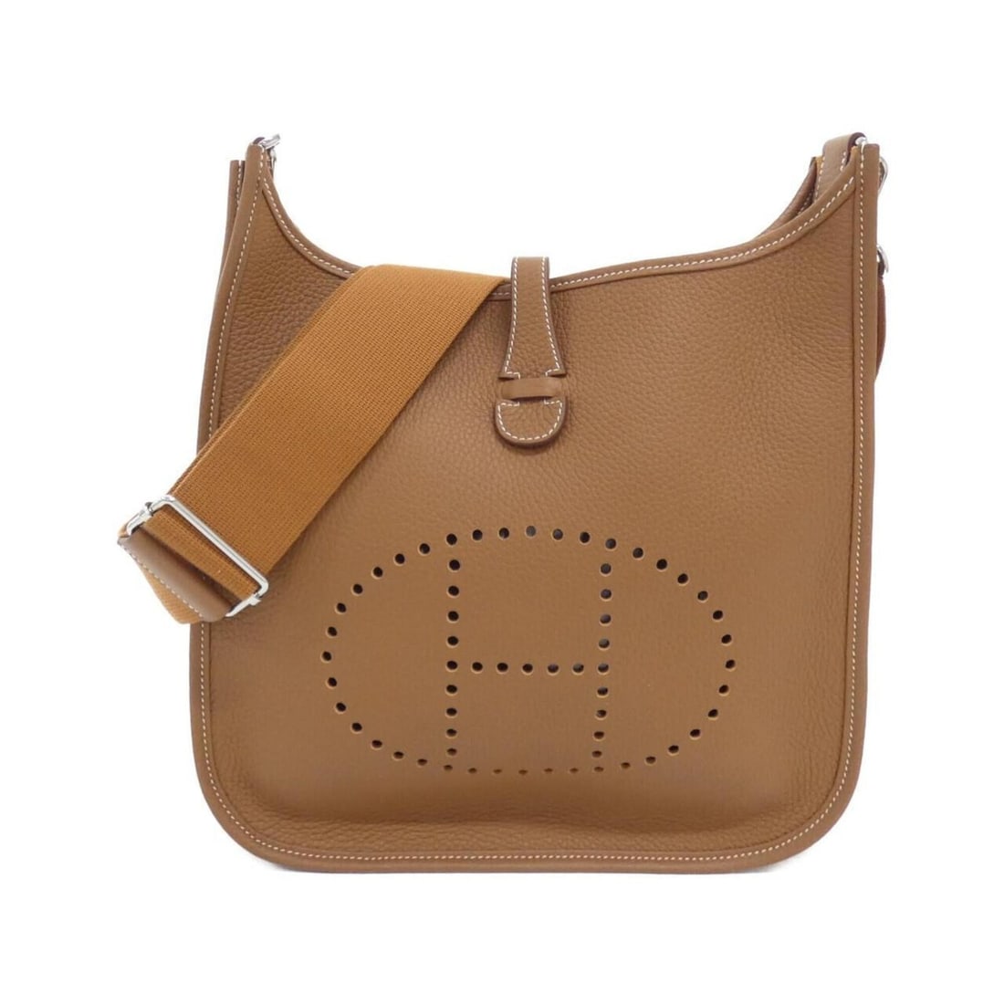 Hermes Evelyne 3 PM 056277CK Shoulder Bag: --- Catalog ---Category: SizeSize (HxWxD): 29cm x 28cm x 8cm / 11.41'' x 11.02'' x 3.14''Category: DesignType: Shoulder bagColor: Brown, GoldGender: Men,WomenMaterial: Taurillon clemence leather
