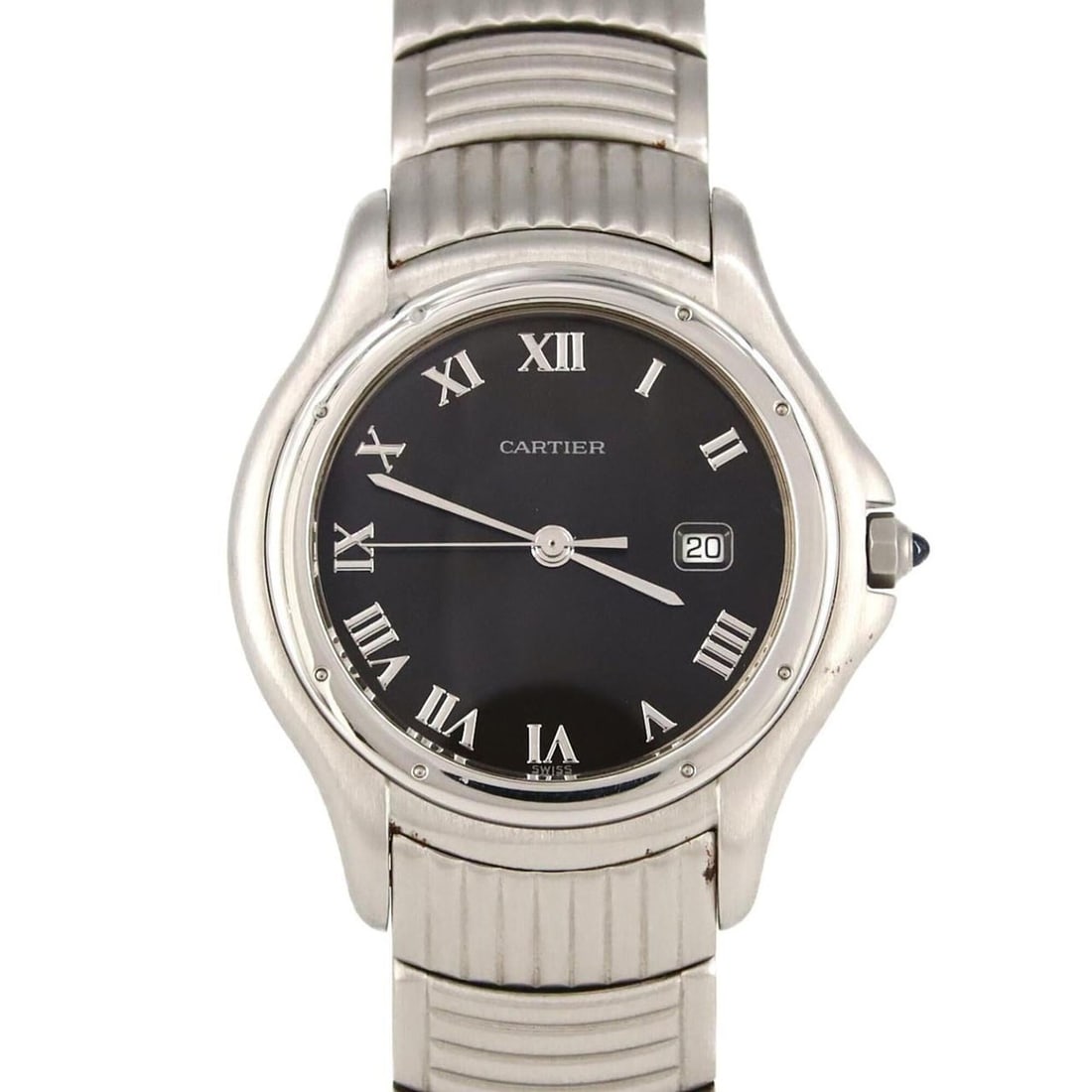 Cartier Panthère Cougar W35016F8 SS Quartz Watch: --- Catalog ---Category: SizeWrist Size: 18.5cm / 7.28''Case Diameter: 32.5mm / 1.28''Category: DesignType: WristwatchGender: MenColor (Dial): BlackMaterial (Band): Stainless steelMaterial (Case):