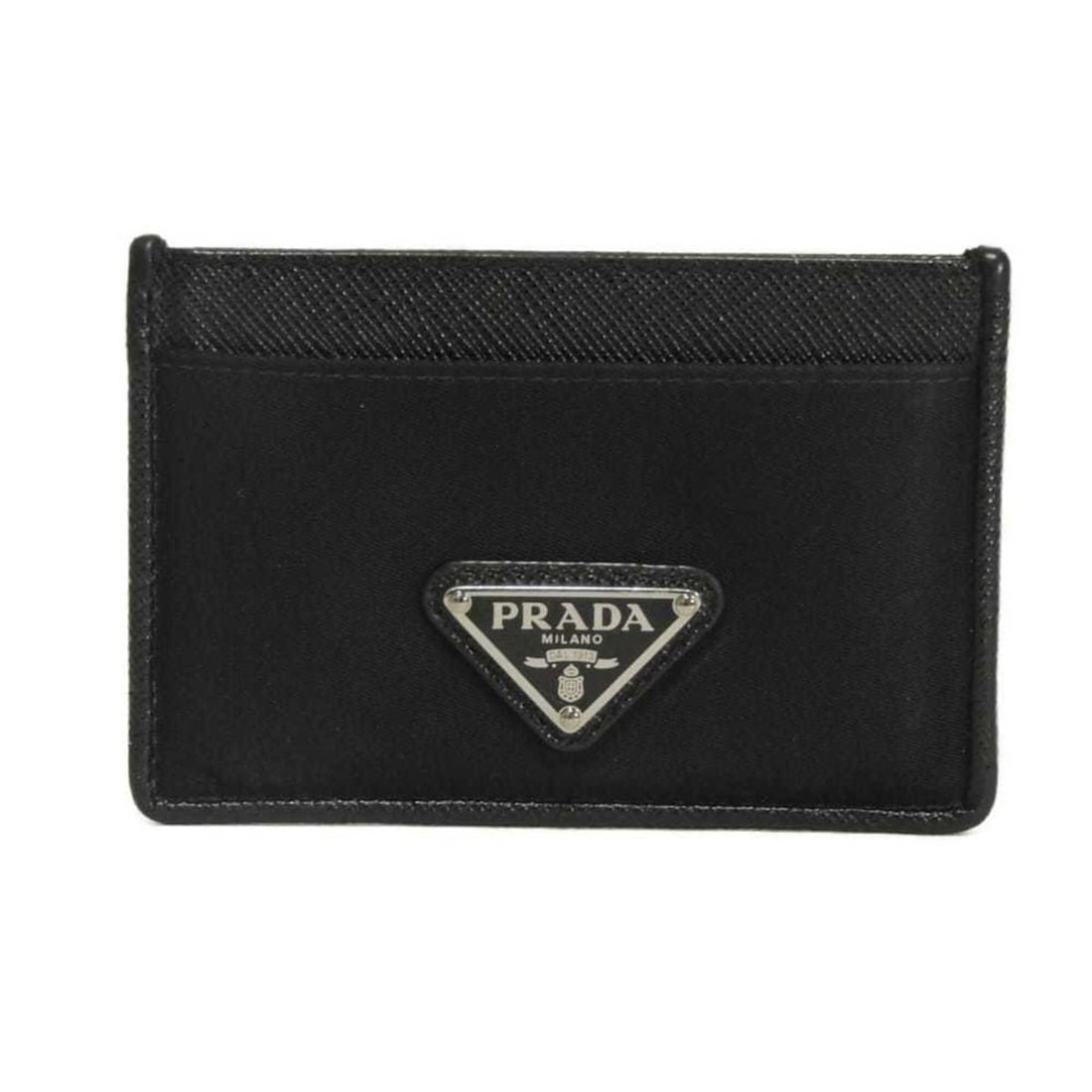 Prada card case, Tessuto Saffiano leather, holder, black, triangle logo, nylon, Nero color, 1MC208: --- Catalog ---Category: DesignType: Card caseColor: BlackGender: Men,WomenMaterial: Nylon Category: GeneralMPN: 1MC208 UZ0 F0002Brand: PradaCategory: Physical PropertiesSize (HxWxD): 7cm x 10.5cm x 3
