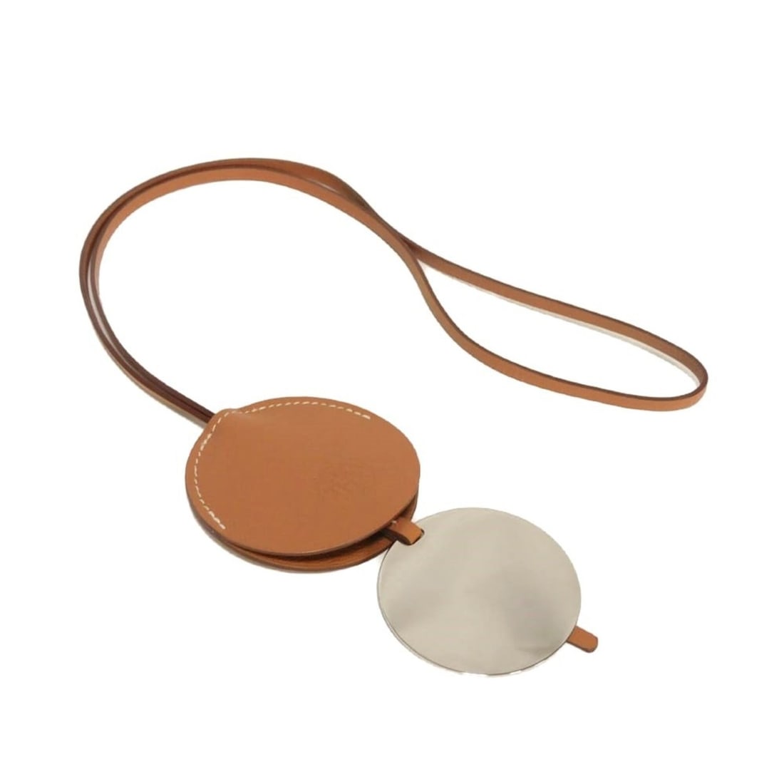 Hermes HERMES Necklace Miroir Mirror Pendant Duc Brown Clochette H Mark Veau Madame Gold H078375CK55: --- Catalog ---Category: SizePendant Size: 6.5mm x 6.5mm / 0.25'' x 0.25''Neck Circumference: 90 cm / 35.43''Category: DesignColor: BrownGender: Men,WomenPendant Type: PendantNecklace Type: NecklaceCa