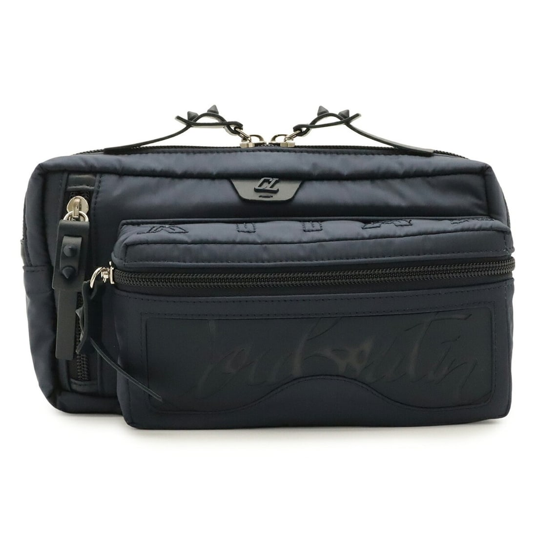 Christian Louboutin Rubidil bag, body belt waist pouch, nylon, leather, rubber, navy blue, 3235036: --- Catalog ---Category: SizeSize (HxWxD): 14cm x 23cm x 4.5cm / 5.51'' x 9.05'' x 1.77''Category: DesignType: Fanny packColor: NavyGender: Women,MenMaterial: Nylon , Leather , Rubber Category: Genera