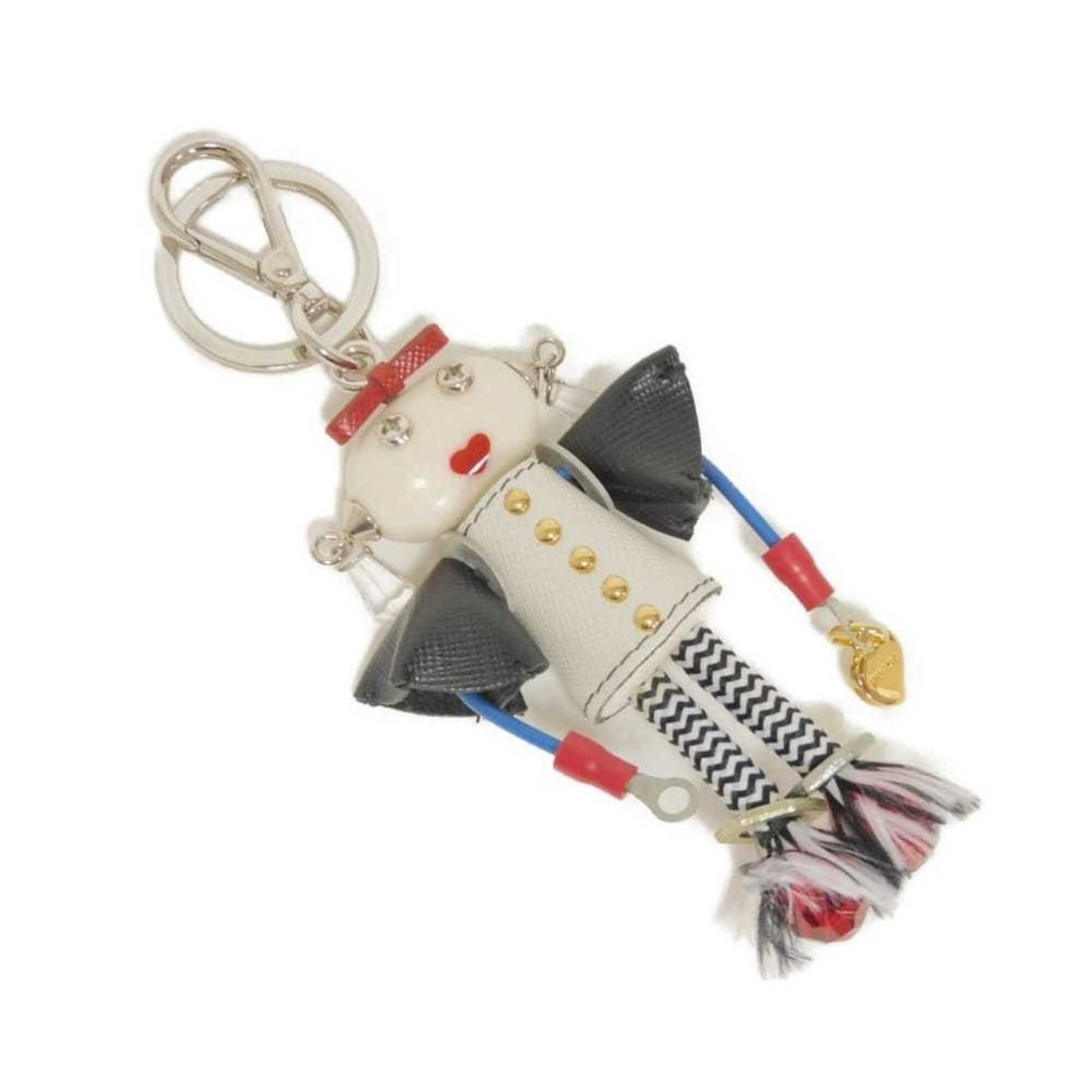 Prada Saffiano Robot Nancy Studded Keychain, Black Keyring Charm, Logo Medallion, White, 1AP649,: --- Catalog ---Category: SizeSize (HxWxD): 14.5cm x 6cm x 2.5cm / 5.7'' x 2.36'' x 0.98''Category: DesignType: KeyringColor: Black, WhiteGender: Men,WomenCategory: GeneralMPN: 1AP649Brand: Prada--- It
