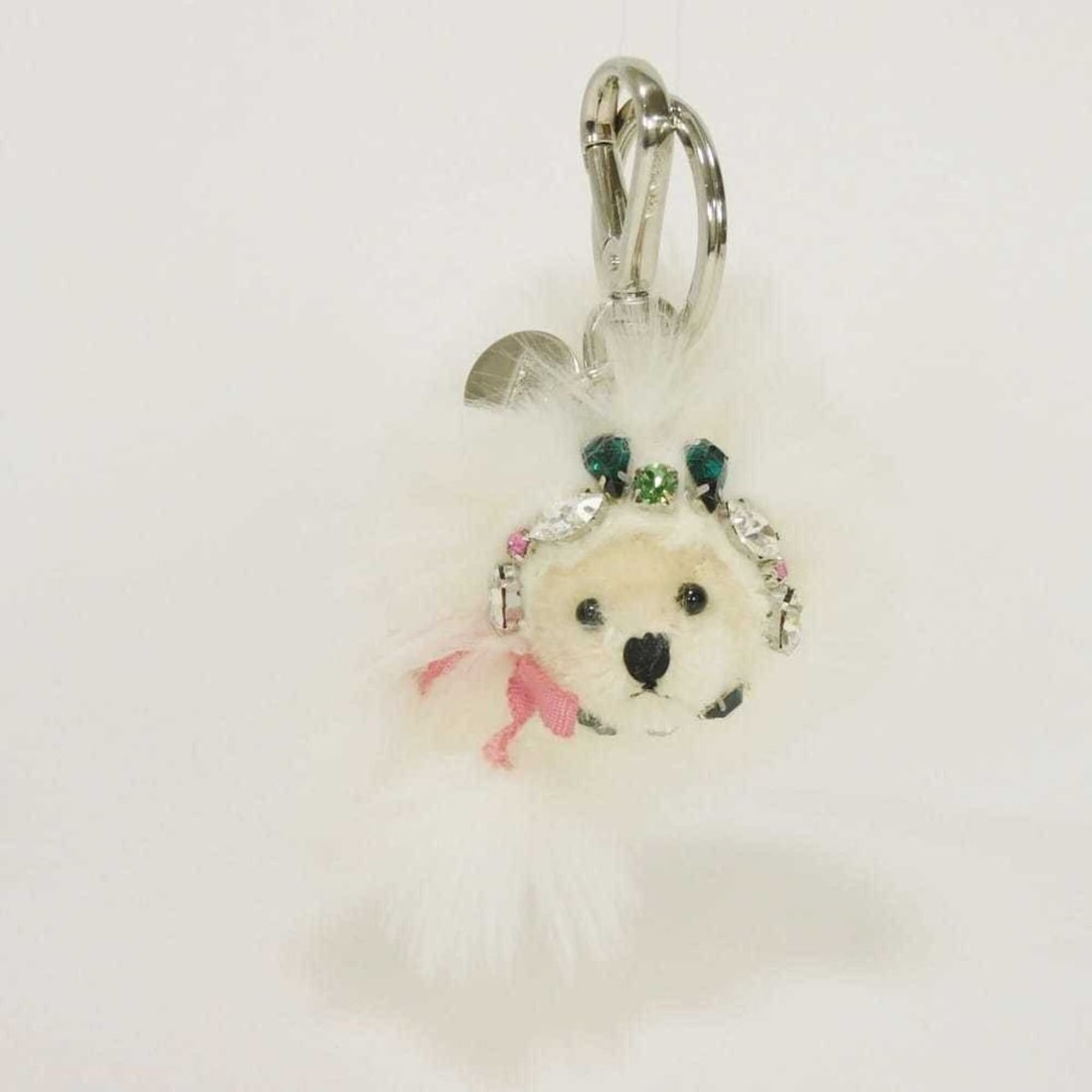 Prada Bear Keychain with Rhinestones, Fur, and Logo, White, 1ARD35 2AF7 F0009, Women's: --- Catalog ---Category: SizeSize (HxWxD): 10cm x 6.5cm x 5cm / 3.93'' x 2.55'' x 1.96''Category: DesignType: KeyringColor: WhiteGender: WomenMaterial: Fur, RhinestoneCategory: GeneralMPN: 1ARD35 2AF7