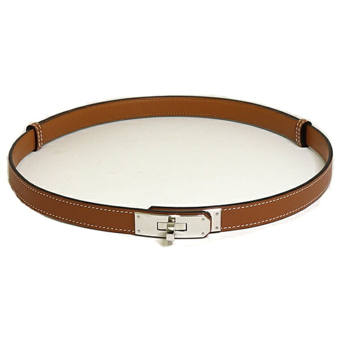 Hermes Kelly Belt, Size 18, Veau Epsom Leather, H069853CK37, Gold/Brown, W Stamp (Made in 2024): --- Catalog ---Category: SizeLength: 55cm - 100cm / 21.65'' - 39.36''Category: DesignType: Standard beltColor: Brown, GoldGender: WomenLeather/Fur Type: Epsom leatherMaterial (Strap): Leather Category