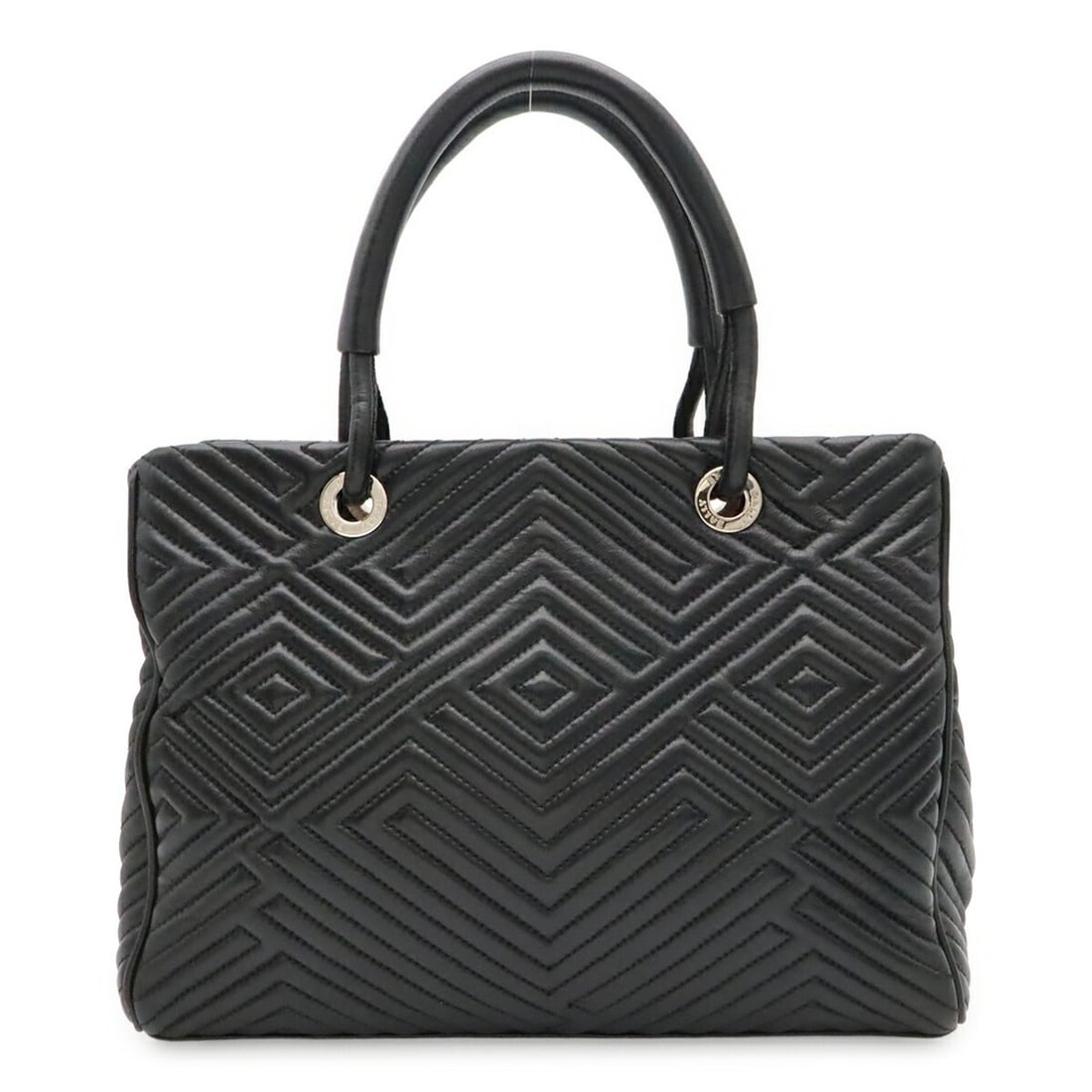 BALLY Manuela Diamond Stitch Handbag, Quilted Leather, Black (Charm missing): --- Catalog ---Category: SizeSize (HxWxD): 22cm x 30.5cm x 10.5cm / 8.66'' x 12'' x 4.13''Category: DesignType: HandbagColor: BlackGender: WomenMaterial: Leather Hardware Color: SilverCategory: