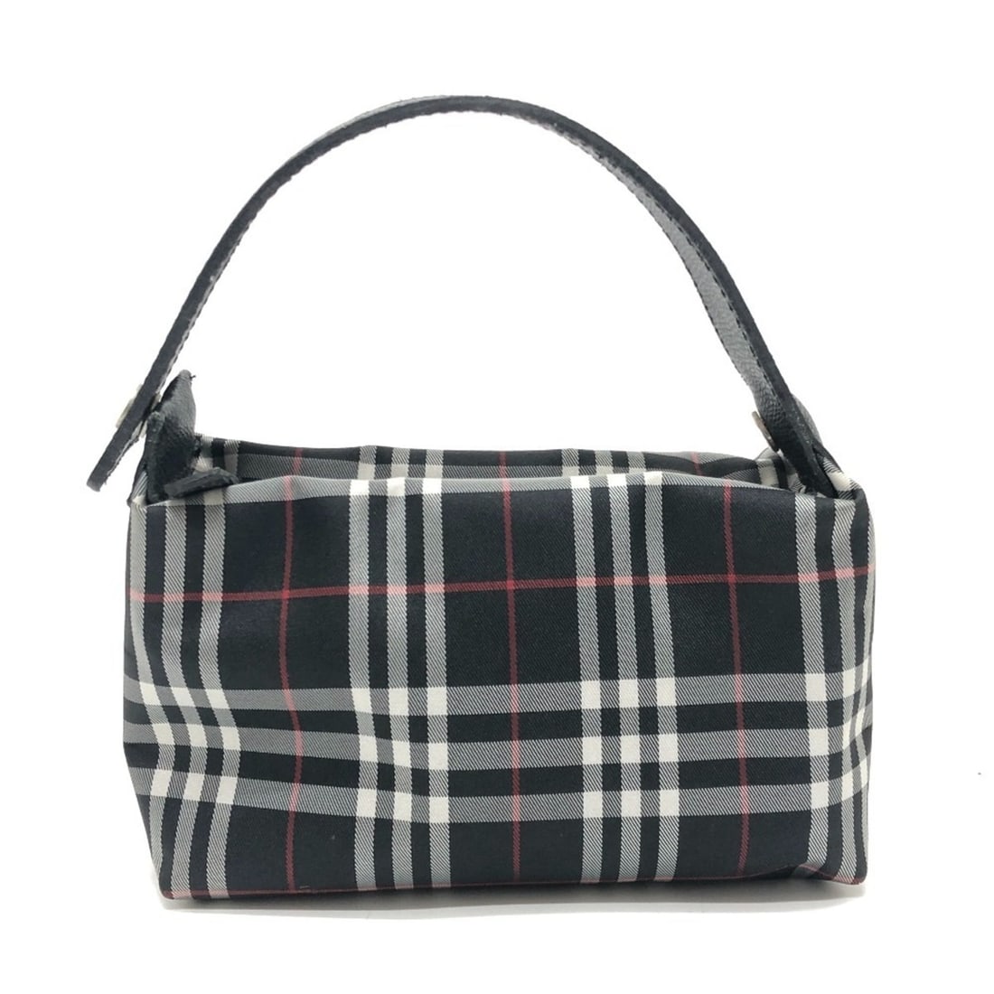 BURBERRY London Check Pattern Cosmetic Pouch Handbag Canvas for Women, Black: --- Catalog ---Category: SizeSize (HxWxD): 10cm x 17cm x 7cm / 3.93'' x 6.69'' x 2.75''Category: DesignType: HandbagColor: BlackGender: WomenMaterial: Canvas Category: GeneralBrand: Burberry--- Item L