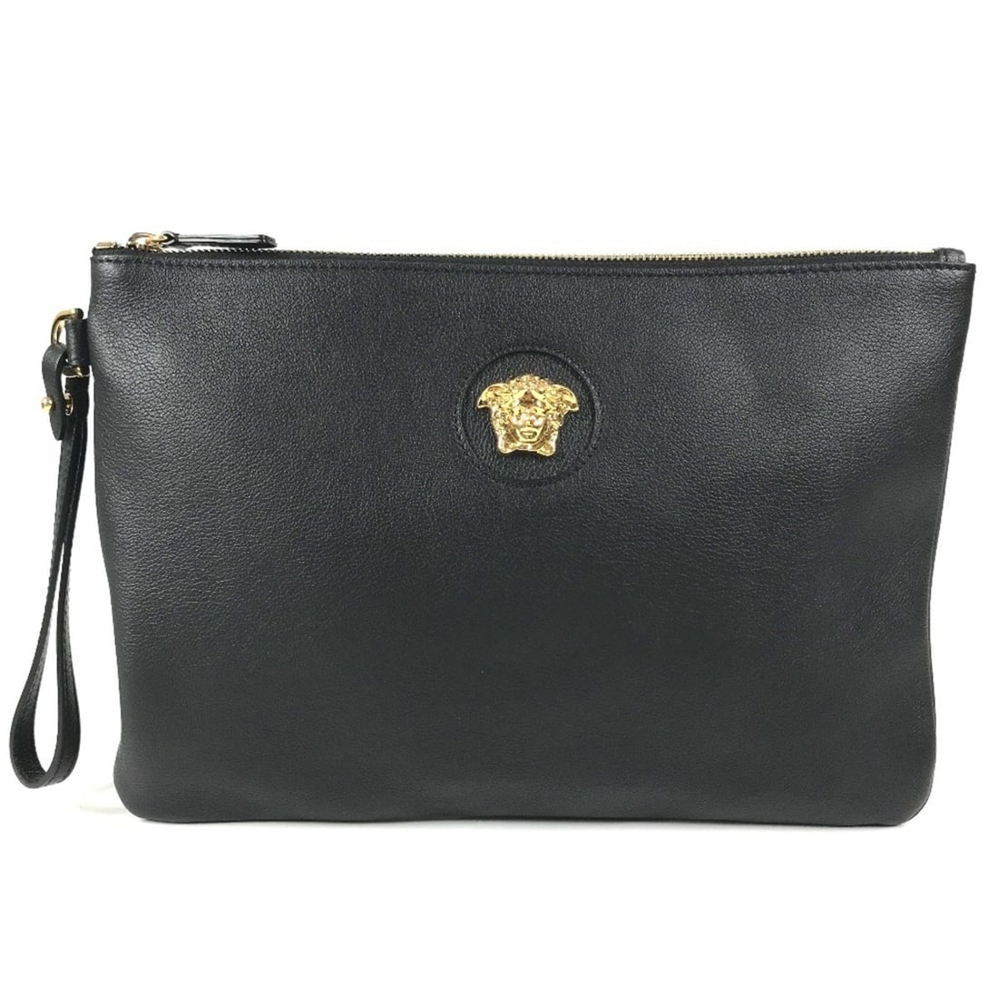 VERSACE Medusa Logo 3D Bag with Strap, Second Bag, Handbag, Pouch, Clutch Leather, Men's and: --- Catalog ---Category: SizeSize (HxWxD): 21.5cm x 31cm / 8.46'' x 12.2''Category: DesignType: Clutch bag, HandbagColor: BlackGender: Men,Women,UnisexMaterial: Leather Hardware Color: GoldCategory: G