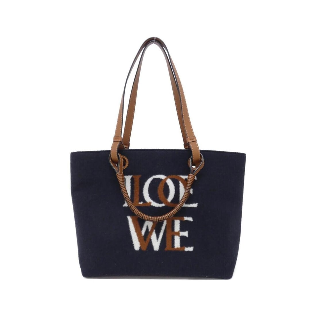 Loewe Love Anagram Tote A717S72X13 Handbag: --- Catalog ---Category: SizeSize (HxWxD): 25cm x 39cm x 14cm / 9.84'' x 15.35'' x 5.51''Category: DesignType: HandbagColor: Blue, NavyGender: WomenMaterial: Acrylic , Wool , Polyester , Leather Leath