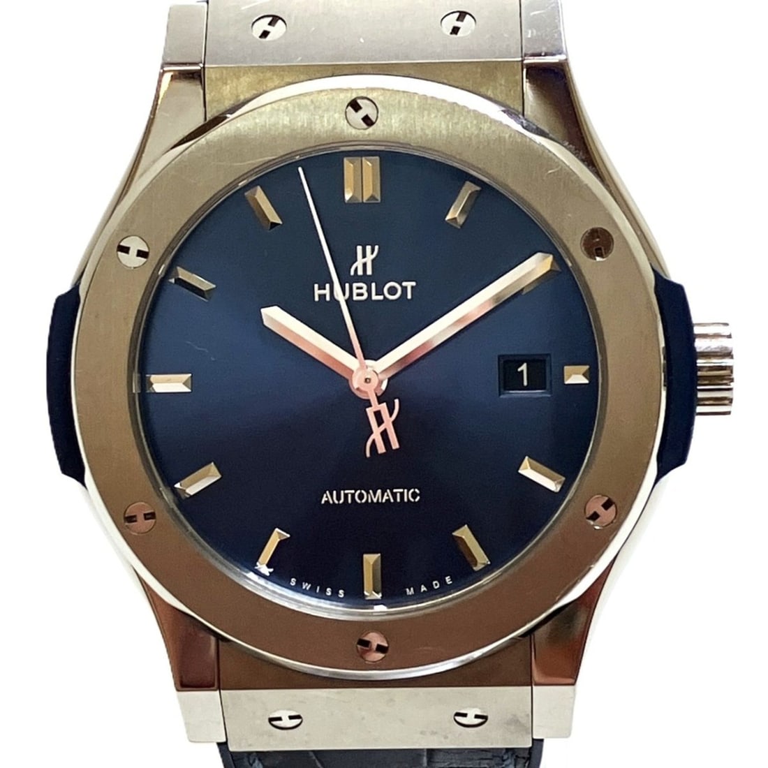 Hublot Classic Fusion wristwatch, total weight 81.0g, titanium, genuine leather strap, automatic (1 of 9)