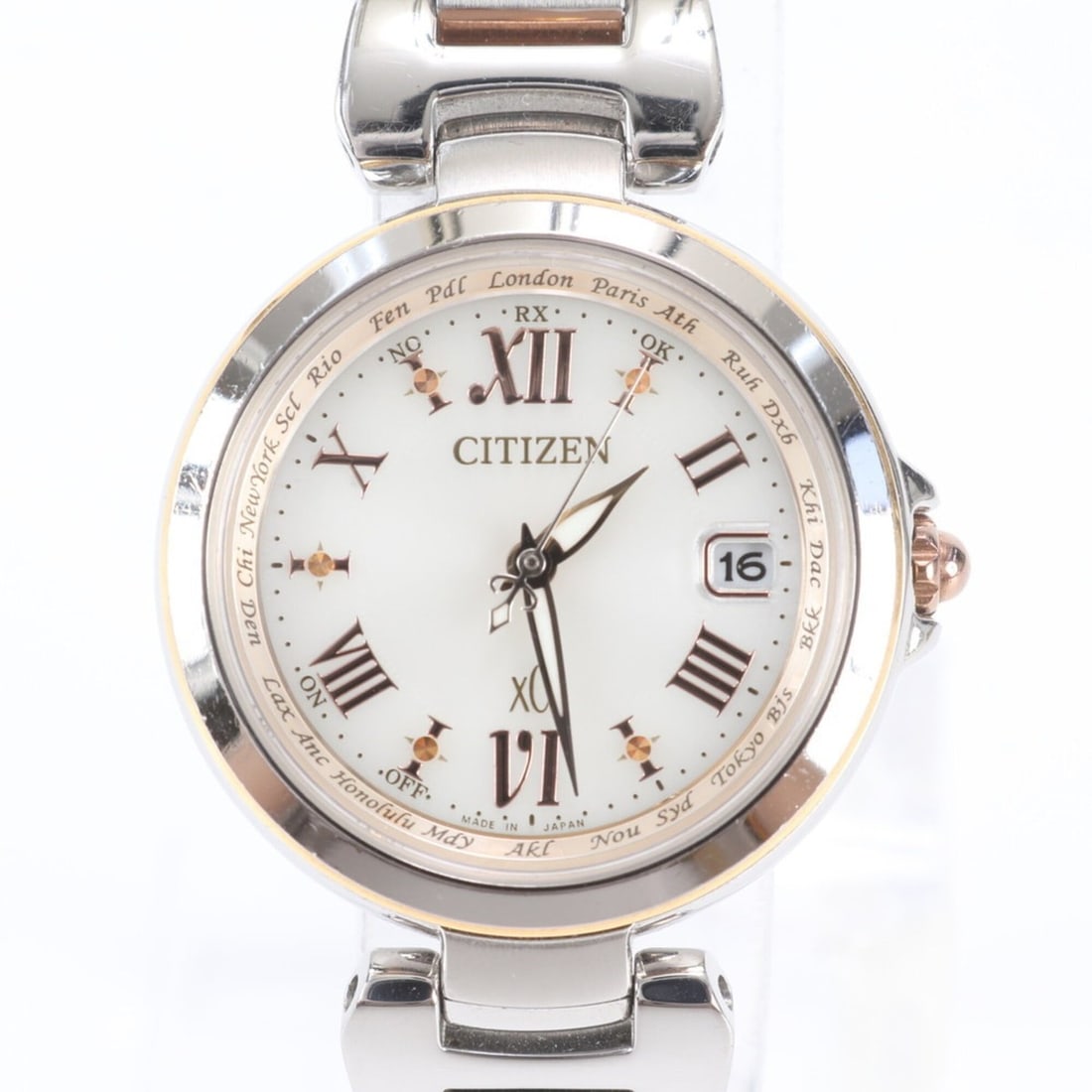 Citizen XC Eco-Drive H240-T019081 Watch, Solar Powered, Radio Controlled, Women's Watch: --- Catalog ---Category: SizeWrist Size: 16cm / 6.29''Case Diameter: 28mm / 1.1''Category: DesignType: WristwatchGender: WomenCategory: GeneralBrand: CitizenCountry of Origin: JapanCategory: MovementM