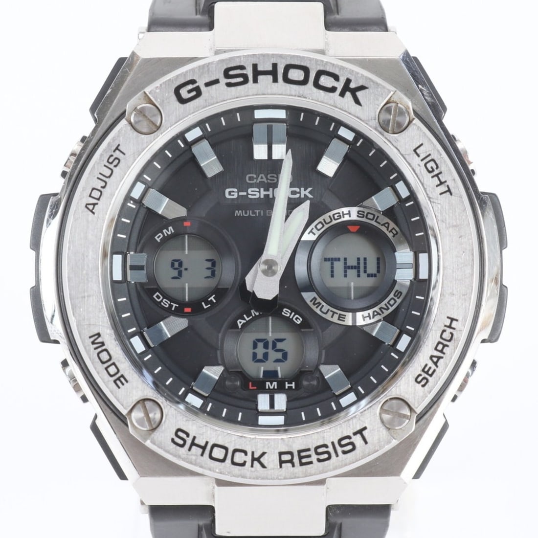 Casio G-SHOCK GST W110 Watch, Solar Powered, Radio Controlled, Silver, Fashionable, Men's Watch: --- Catalog ---Category: SizeWrist Size: 15cm - 23cm / 5.9'' - 9.05''Case Diameter: 52mm / 2.05''Category: DesignType: WristwatchGender: MenCategory: GeneralMPN: GST W110Brand: CasioCategory: Movement