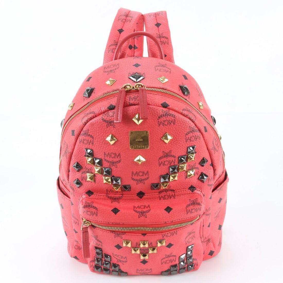 MCM Visetos Studded Leather Backpack/Shoulder Bag, Pink, Women's: --- Catalog ---Category: SizeSize (HxWxD): 30cm x 26cm x 13cm / 11.81'' x 10.23'' x 5.11''Category: DesignType: Backpack, Shoulder bagColor: PinkGender: WomenMaterial: Leather , Coated canvas Category