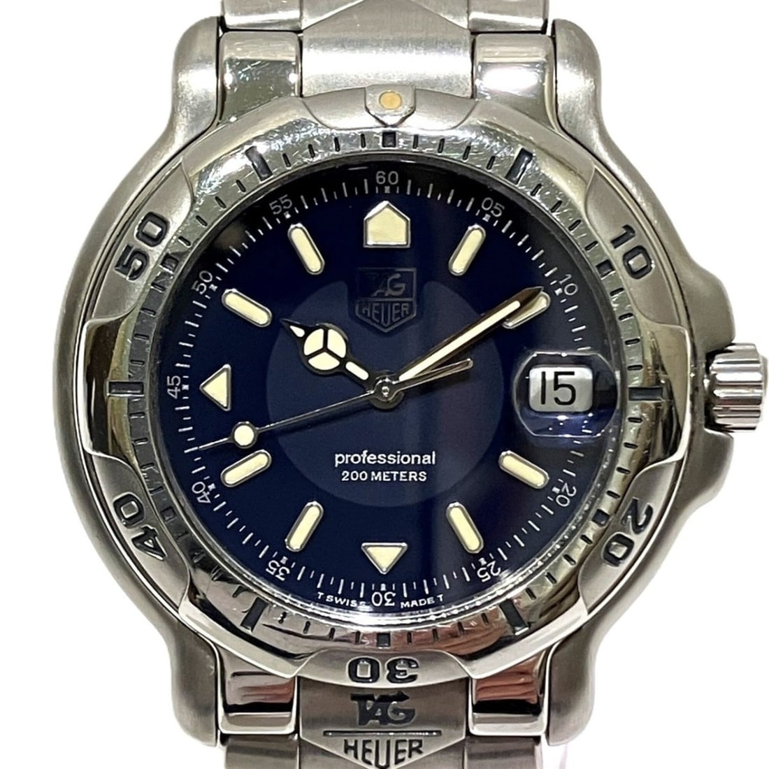 TAG Heuer Professional Watch, Total Weight 111g, Stainless Steel, Quartz Movement, Navy Dial,: --- Catalog ---Category: SizeWrist Size: 16cm / 6.29''Case Diameter: 35mm / 1.38''Category: DesignType: WristwatchGender: MenColor (Dial): NavyMaterial (Band): Stainless steelMaterial (Case): Stainles