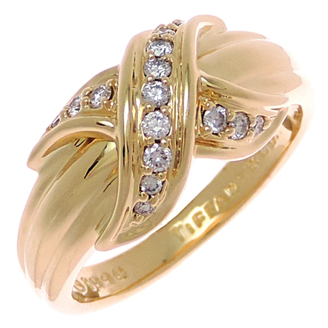 Tiffany & Co. 750YG Diamond Signature Cross Women's Ring - 750 Yellow Gold: --- Catalog ---Category: SizeJP Size: 12.5US Size: 6.5Category: DesignType: Band ringStone: DiamondGender: WomenMaterial: Yellow gold (18K)Category: GeneralBrand: Tiffany--- Item List ---Section: Cond
