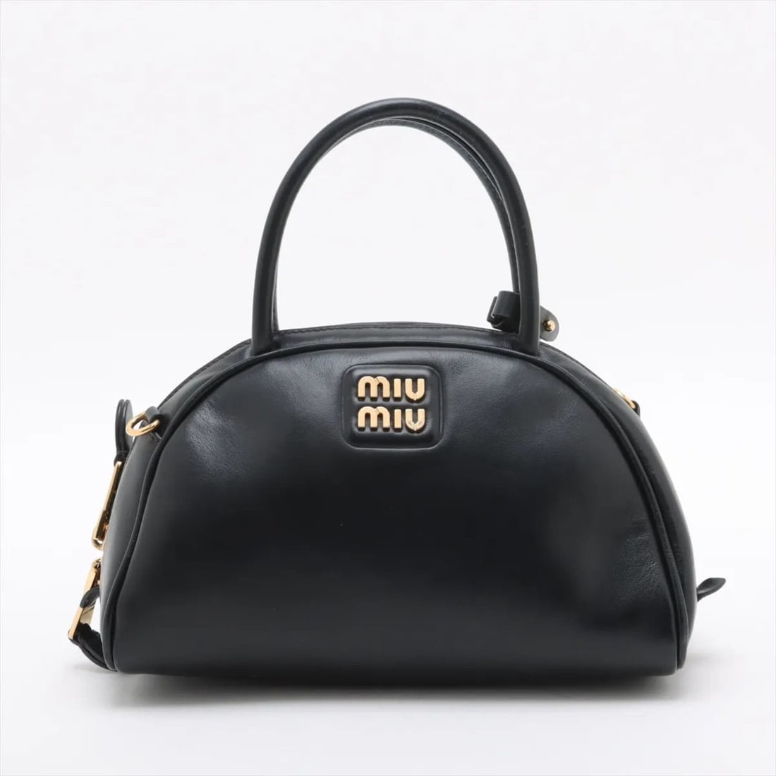 Miu Miu Miu Leather Handbag Tote Bag Top Handle Black Women's: --- Catalog ---Category: SizeHandle Drop: 9.00cm / 3.54''Size (HxWxD): 14.5cm x 23.5cm x 10.5cm / 5.7'' x 9.25'' x 4.13''Category: DesignType: Handbag, Tote bagColor: BlackGender: WomenMaterial: Leath