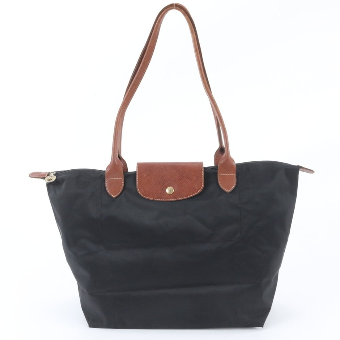 Longchamp Le Pliage Leather Nylon Tote Bag Shoulder Black Women's (1 of 9)