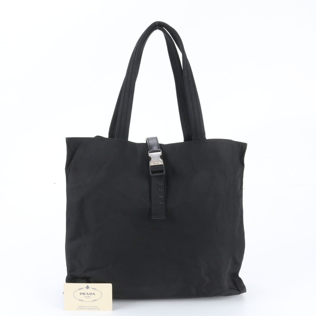Prada Tessuto Nylon Leather Tote Bag/Shoulder Bag for Women (B9855) with Guarantee Card: --- Catalog ---Category: SizeSize (HxWxD): 30cm x 35cm x 8cm / 11.81'' x 13.77'' x 3.14''Category: DesignType: Shoulder bag, Tote bagColor: BlackGender: WomenMaterial: Leather , Nylon Category: Genera