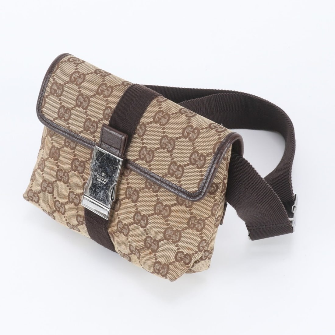 Gucci GG Canvas 131236 Leather Body Bag, Waist Pouch, Shoulder Bag for Men: --- Catalog ---Category: SizeSize (HxWxD): 14cm x 17cm x 6cm / 5.51'' x 6.69'' x 2.36''Category: DesignType: Pouch, Shoulder bag, Sling bagColor: BrownGender: MenMaterial: Leather , Canvas Category: G