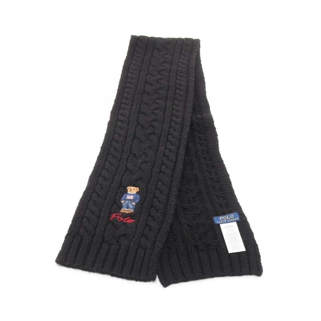 Polo Ralph Lauren Bear Scarf, Wool/Polyester, Men's/Women's, Black (1 of 10)