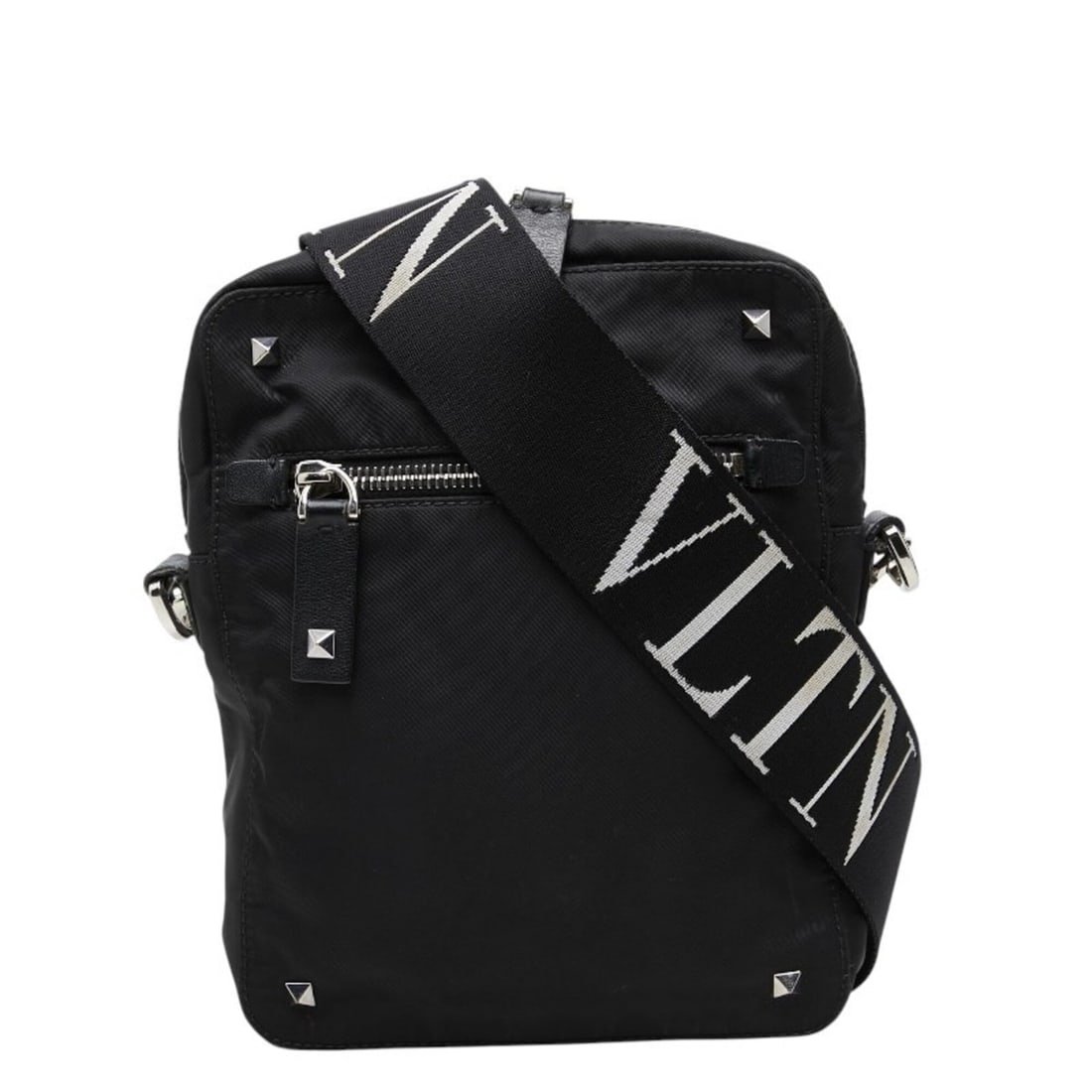 Valentino Logo Studded Crossbody Shoulder Bag, Black Nylon Leather, Men's VALENTINO: --- Catalog ---Category: SizeSize (HxWxD): 20.5cm x 16cm x 4.5cm / 8.07'' x 6.29'' x 1.77''Category: DesignType: Shoulder bagColor: BlackGender: MenMaterial: Nylon , Leather Category: GeneralBrand: Va