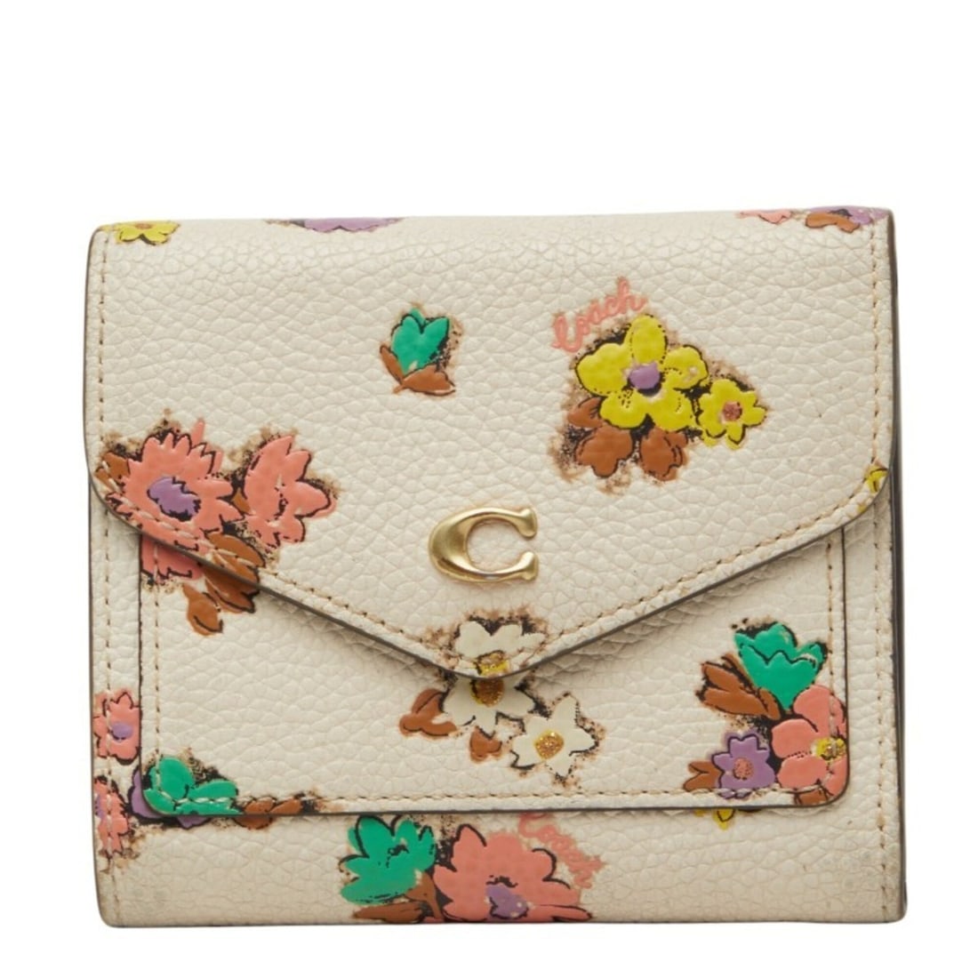 Coach Wynn Small Wallet Floral Tri-fold Ivory Multicolor Leather Women's COACH: --- Catalog ---Category: SizeSize (HxWxD): 9.5cm x 11cm x 1.5cm / 3.74'' x 4.33'' x 0.59''Category: DesignType: Wallet (tri-fold)Color: Ivory, Multi-colorGender: WomenMaterial: Leather Category: Gener