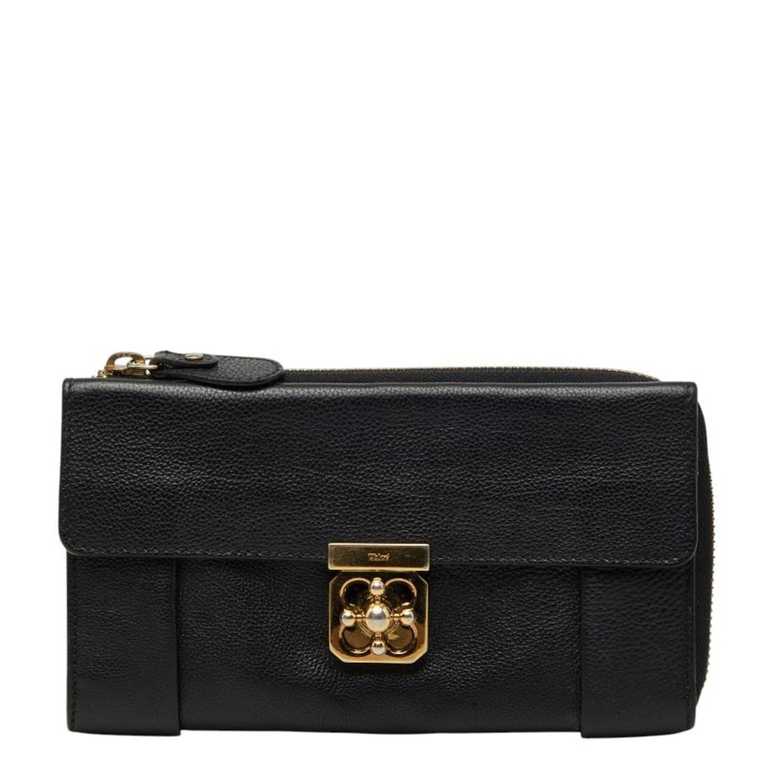 Chloé Chloe Elsie L-shaped zipper long wallet, black leather, women's.: --- Catalog ---Category: SizeSize (HxWxD): 11cm x 18.5cm x 3cm / 4.33'' x 7.28'' x 1.18''Category: DesignType: Long wallet (bi-fold)Color: BlackGender: WomenMaterial: Leather Category: GeneralBrand: C