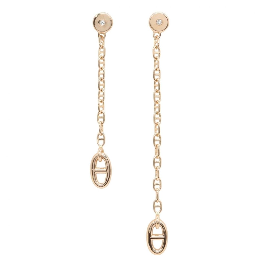Hermes Mini Farandole 1PD Earrings, 18K Pink Gold (PG) Diamond Women's, Tone, Clear H119550B (1 of 11)