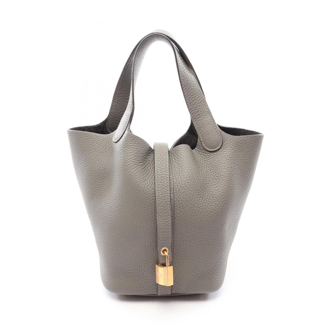 Hermes Picotin Lock PM Handbag, Leather, Taurillon Clemence Women's, Gray (1 of 9)