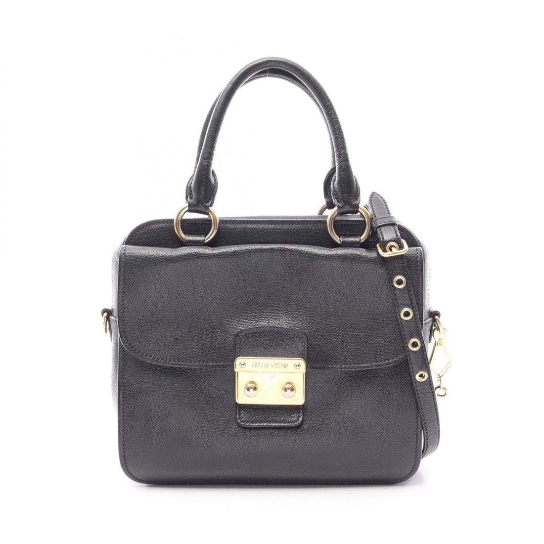 Miu Miu Miu 2-Way Handbag, Leather, Women's, Black (1 of 11)