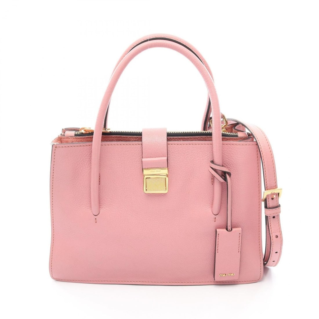 Miu Miu Miu Madras 2-Way Handbag, Leather, Women's, Pink (1 of 12)