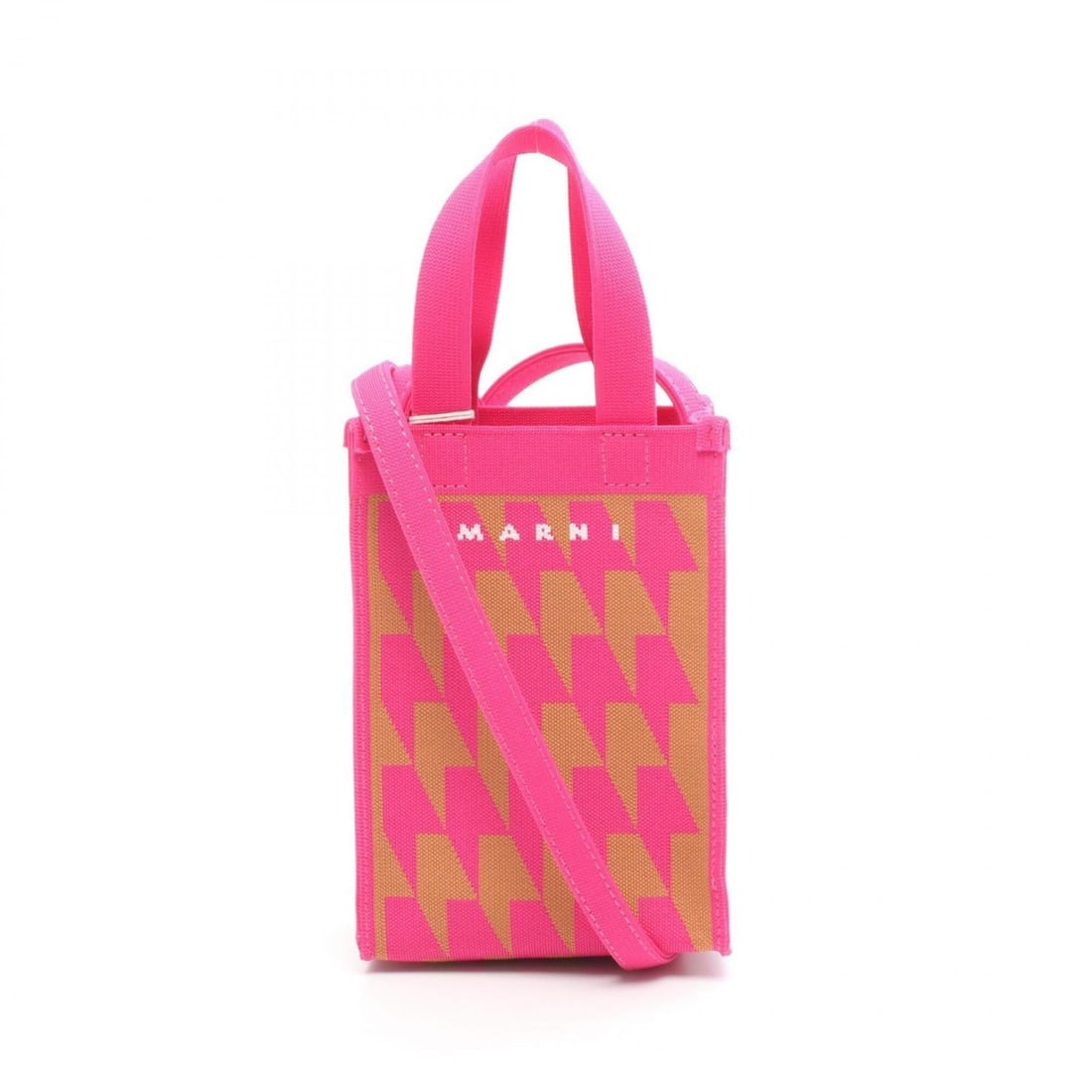 MARNI Nano Shopping Bag, Houndstooth Pattern, 2-Way Shoulder Bag/Handbag, Knit, Women's, Pink/Brown,: --- Catalog ---Category: SizeSize (HxWxD): 20.5cm x 14cm x 6cm / 8.07'' x 5.51'' x 2.36''Category: DesignType: Handbag, Shoulder bagColor: Brown, PinkGender: WomenMaterial: Knit Category: GeneralMPN: 