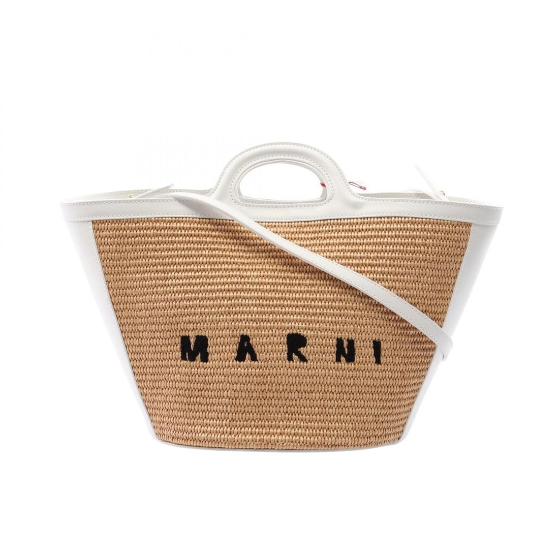 MARNI TROPICALIA SUMMER Small 2-Way Handbag, Leather & Raffia, Women's, Brown/White,: --- Catalog ---Category: SizeSize (HxWxD): 20cm x 23cm x 20cm / 7.87'' x 9.05'' x 7.87''Category: DesignType: HandbagColor: Brown, WhiteGender: WomenMaterial: Leather , Raffia Category: GeneralMPN: BM