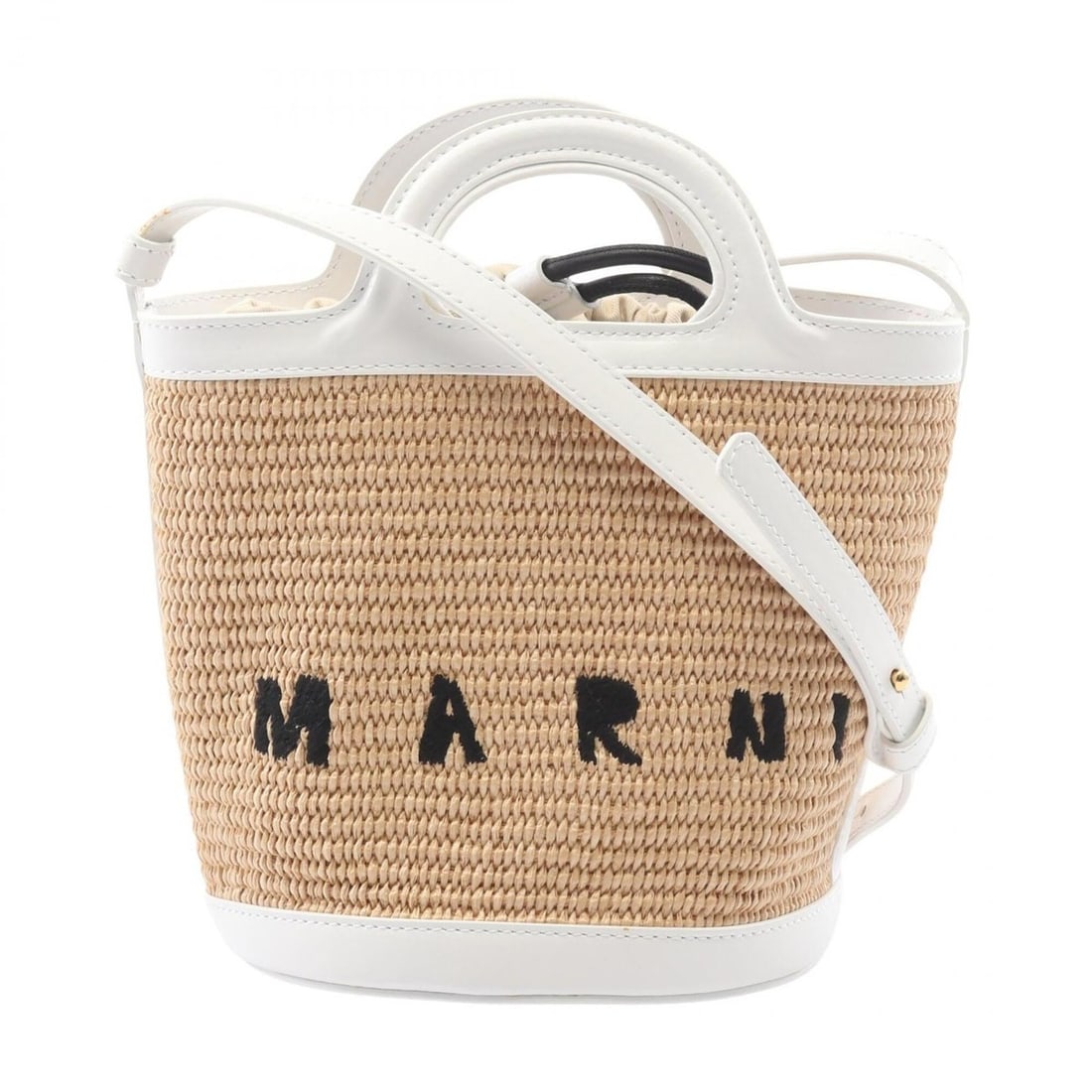 MARNI TROPICALIA BASKET BAG SMALL 2WAY Shoulder Bag Handbag Nylon Leather Cotton Women's Beige/White: --- Catalog ---Category: SizeSize (HxWxD): 18cm x 17cm x 16.5cm / 7.08'' x 6.69'' x 6.49''Category: DesignType: Basket, Handbag, Shoulder bagColor: Beige, WhiteGender: WomenMaterial: Nylon , Leather ,