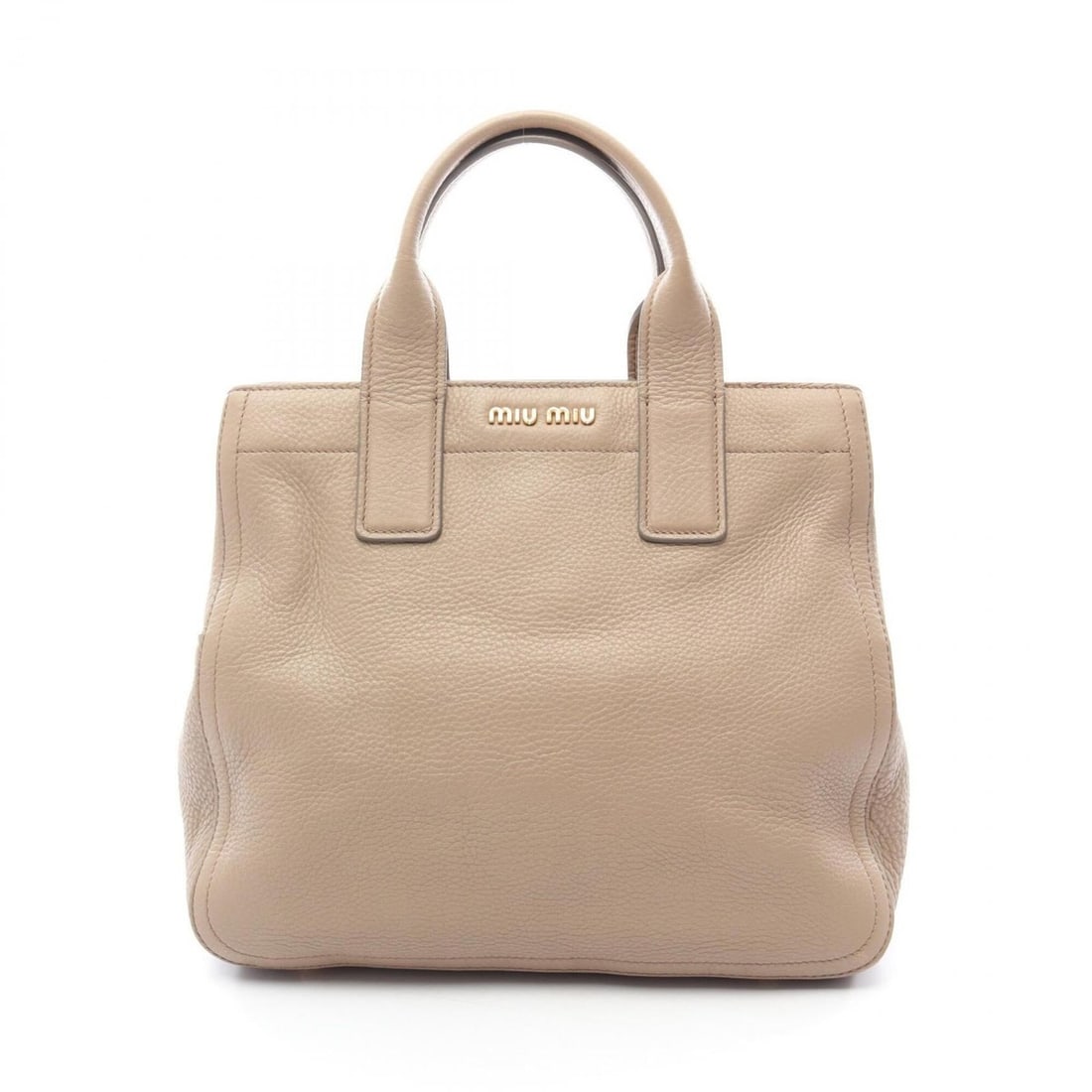 Miu Miu Miu Vitello Caribe Handbag, Leather, Women's, Beige, RN0889: --- Catalog ---Category: SizeSize (HxWxD): 28.5cm x 31cm x 14cm / 11.22'' x 12.2'' x 5.51''Category: DesignType: HandbagColor: BeigeGender: WomenMaterial: Leather Category: GeneralMPN: RN0889Brand: Mi