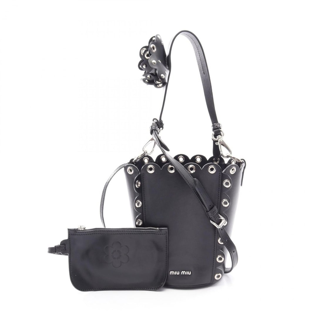 Miu Miu Miu Bucket Bag 2-Way Handbag Leather Women's Black 5BE017: --- Catalog ---Category: SizeSize (HxWxD): 21cm x 15cm x 15cm / 8.26'' x 5.9'' x 5.9''Category: DesignType: Handbag, PouchColor: BlackGender: WomenMaterial: Leather Category: GeneralMPN: 5BE017Brand: 
