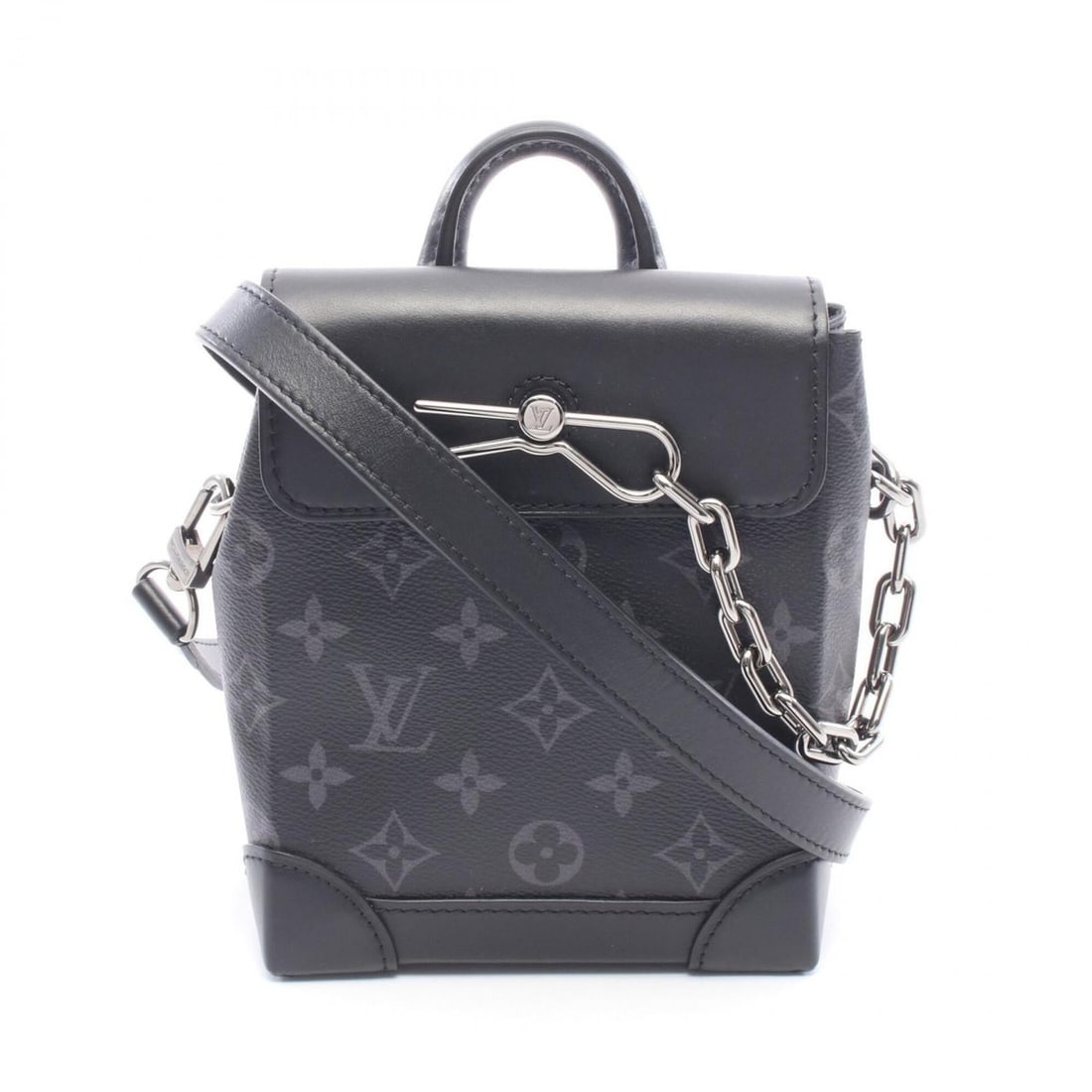 Louis Vuitton Nano Steamer 2-Way Shoulder Bag/Handbag, Coated Canvas and Leather, Monogram Eclipse,: --- Catalog ---Category: SizeSize (HxWxD): 19cm x 14.5cm x 7cm / 7.48'' x 5.7'' x 2.75''Category: DesignType: Handbag, Shoulder bagColor: BlackGender: MenMaterial: Monogram Empreinte , Coated canvas ,