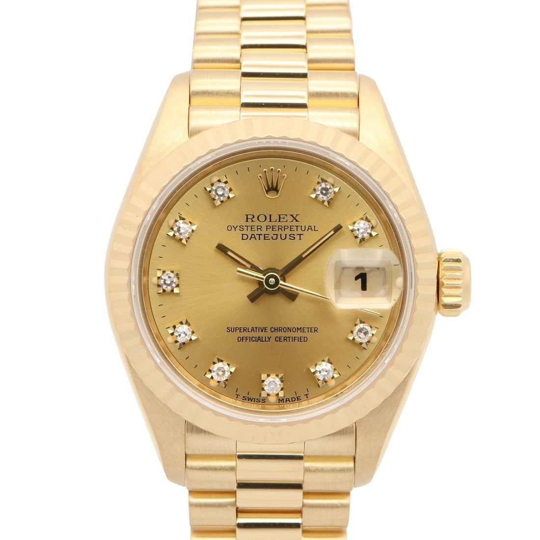 Rolex Datejust 10P Diamond L-serial Watch, 18K (Yellow Gold), Diamond, Ladies', Gold Tone,: --- Catalog ---Category: SizeWrist Size: 15cm / 5.9''Case Diameter: 26mm / 1.02''Category: DesignType: WristwatchGender: WomenColor (Dial): Champagne, GoldMaterial (Band): Yellow gold (18K)Material (C