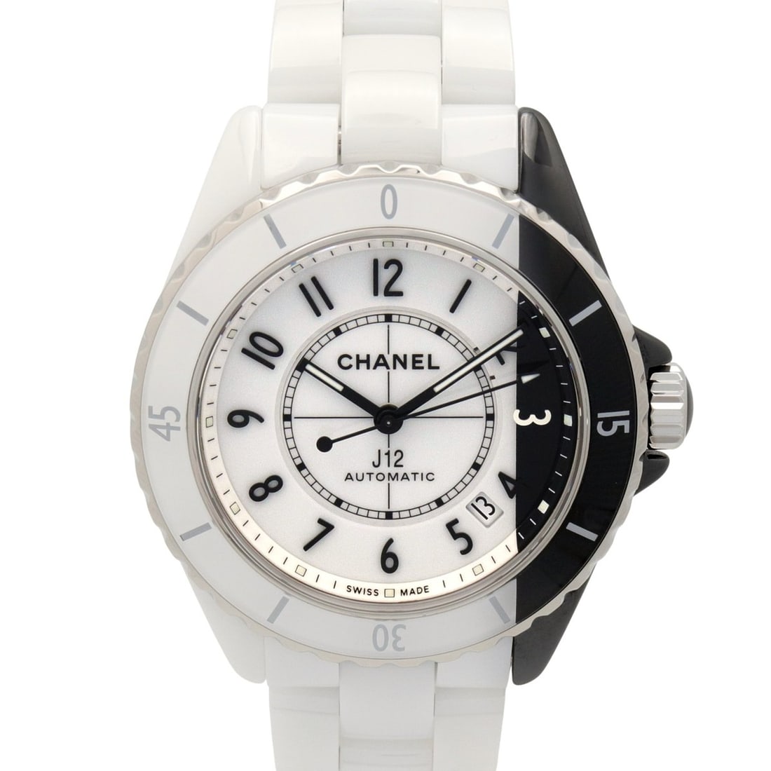 Chanel J12 Paradox Caliber 12.1 Watch, Ceramic, Men's, White/Black, H6515: --- Catalog ---Category: SizeWrist Size: 16.5cm / 6.49''Case Diameter: 38mm / 1.5''Category: DesignType: WristwatchGender: MenColor (Dial): Black, WhiteMaterial (Band): CeramicMaterial (Case): Ceramic