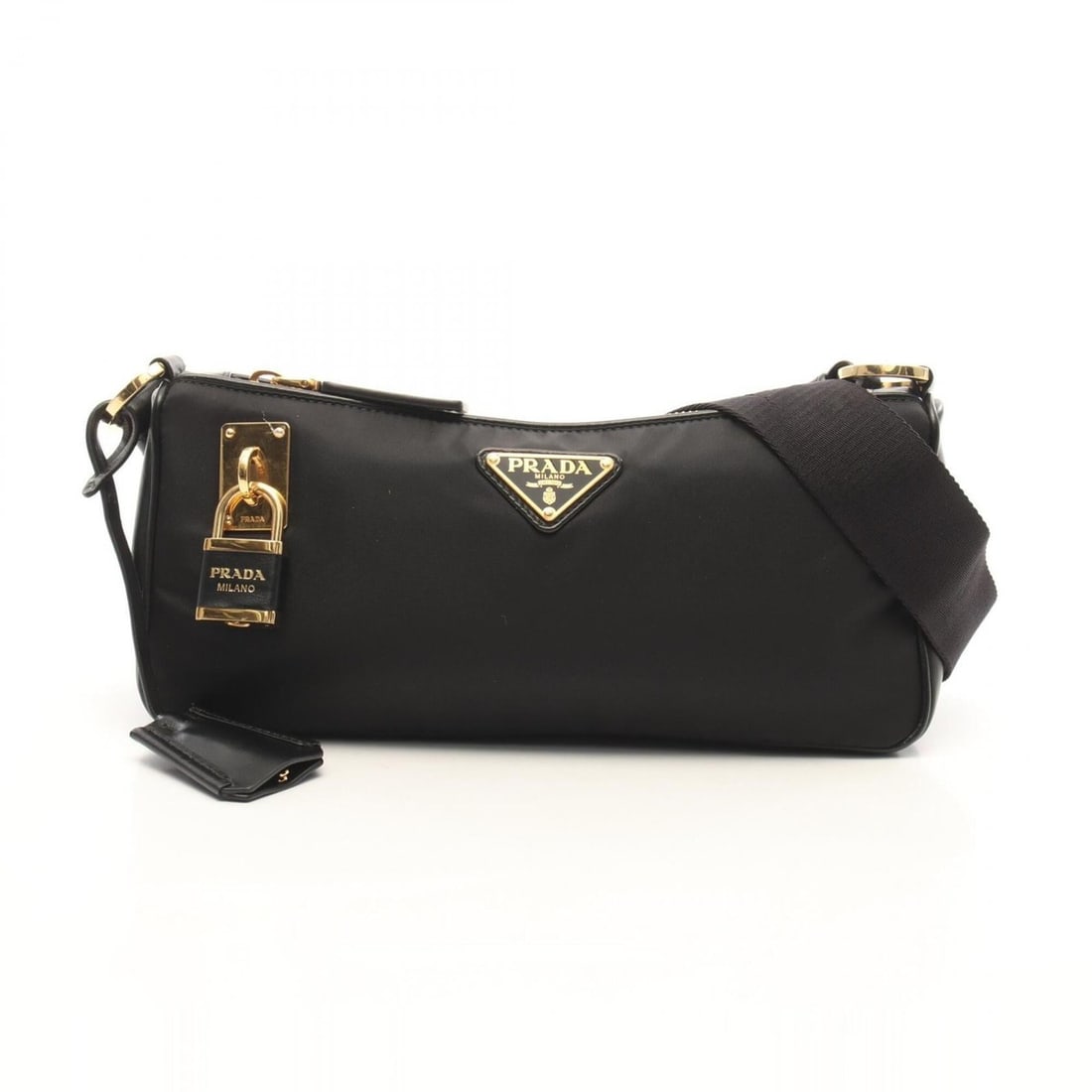 Prada PRADA Re-Nylon TESSUTO + VITELLO Shoulder Bag Handbag Nylon Leather Women's Black (1 of 11)