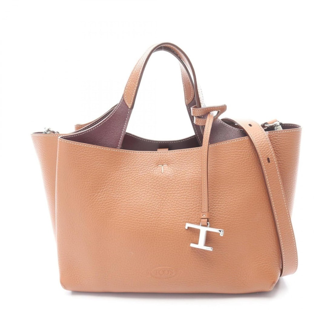 Tod's T-Timeless Mini 2-Way Handbag, Leather, Women's, Brown (1 of 9)