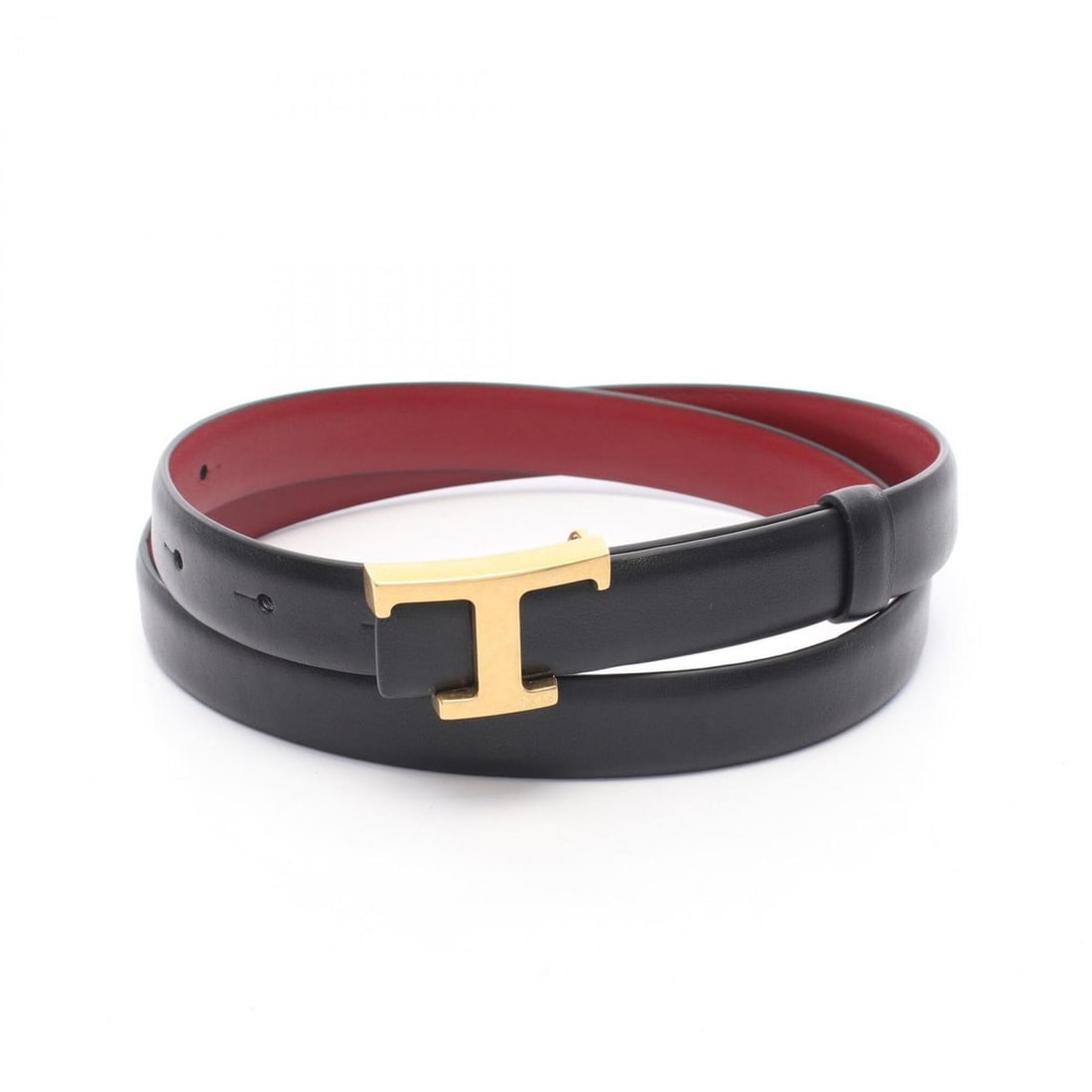 Tod's T-Timeless Gold Hardware Reversible Leather Belt for Women (Black/Burgundy): --- Catalog ---Category: SizeLength: 76cm - 86cm / 29.92'' - 33.85''Category: DesignType: Standard beltColor: Black, BordeauxGender: WomenMaterial (Strap): Leather Category: GeneralBrand: Tod's--- Ite