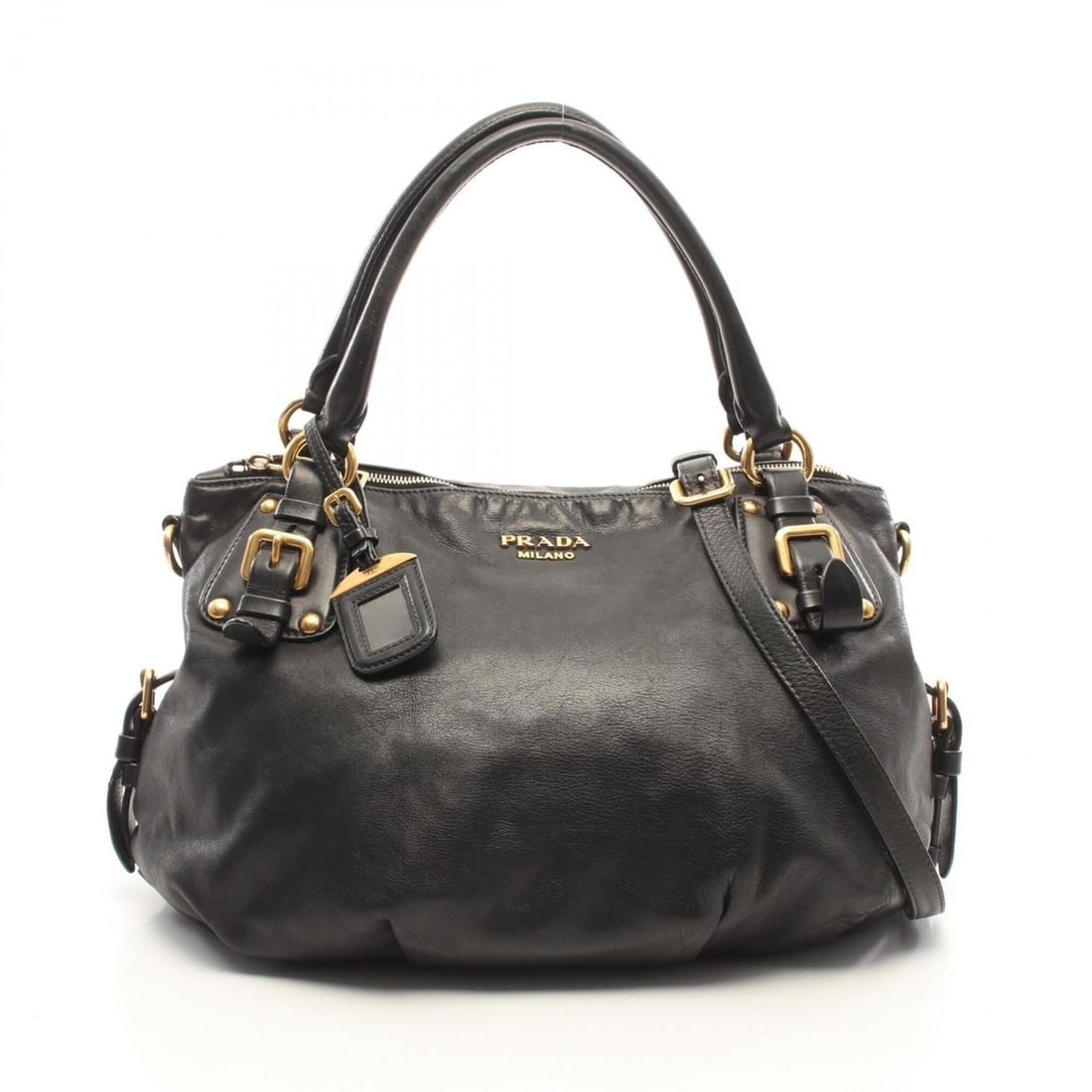Prada PRADA Metal Logo 2-Way Handbag Leather for Women Black: --- Catalog ---Category: SizeSize (HxWxD): 30cm x 38cm x 18.5cm / 11.81'' x 14.96'' x 7.28''Category: DesignType: HandbagColor: BlackGender: WomenMaterial: Leather Category: GeneralBrand: Prada--- Ite