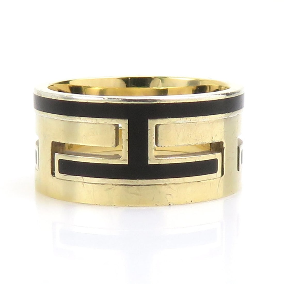 Hermes HERMES Ring Move H Sterling Silver 925 Enamel Gold Black Women's 1 e62218a: --- Catalog ---Category: SizeJP Size: 12.5US Size: 6.5Category: DesignType: Band ringColor: Black, GoldGender: WomenMaterial: Enamel, Silver 925Category: GeneralBrand: Hermes--- Item List ---Section: 