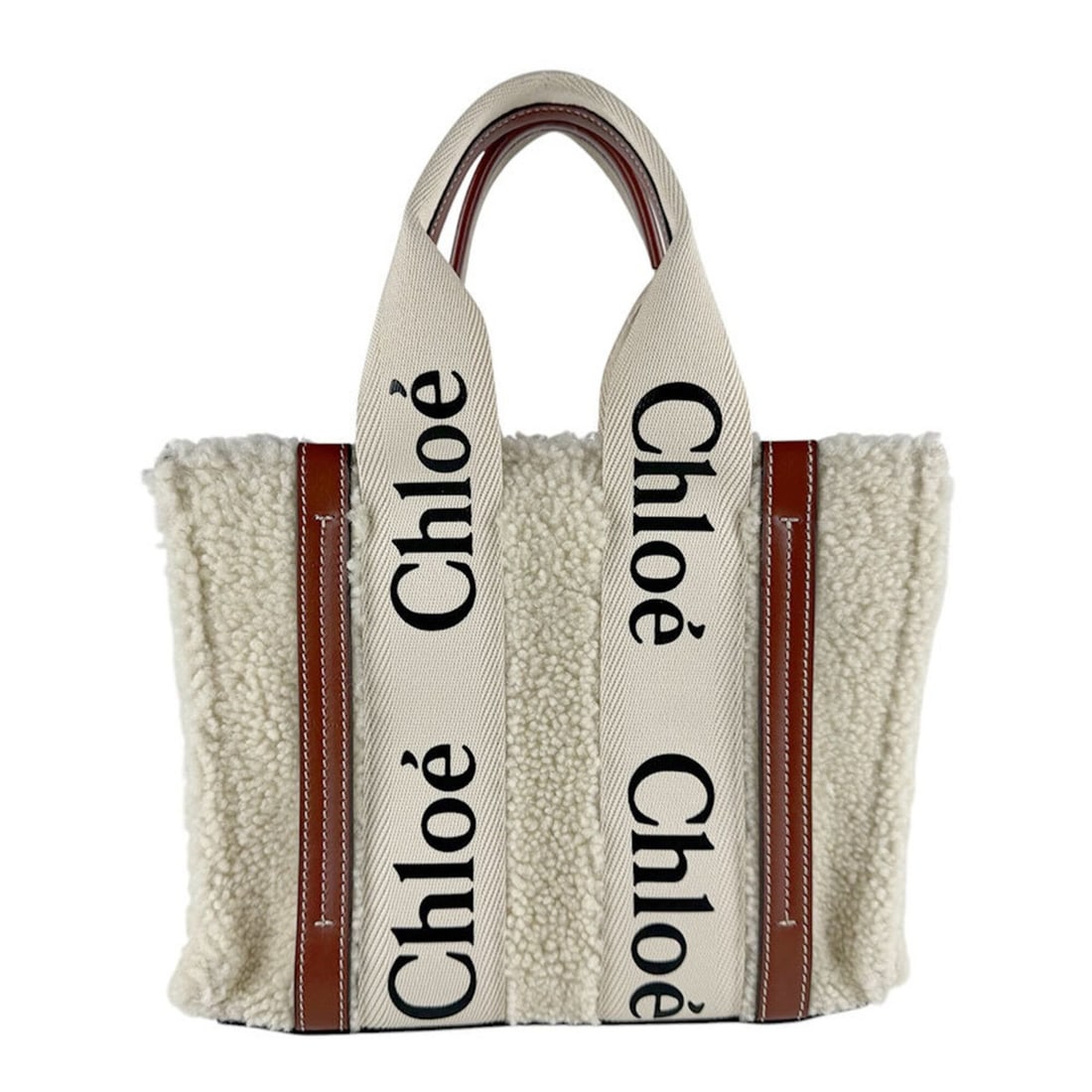 Chloé Chloe Woody Small Handbag/Shoulder Bag, Boa Leather, Ivory Brown, Women's, z9695: --- Catalog ---Category: SizeSize (HxWxD): 20cm x 25cm x 7cm / 7.87'' x 9.84'' x 2.75''Category: DesignType: Handbag, Shoulder bagColor: Brown, IvoryGender: WomenMaterial: Leather , Fur Category: Gene